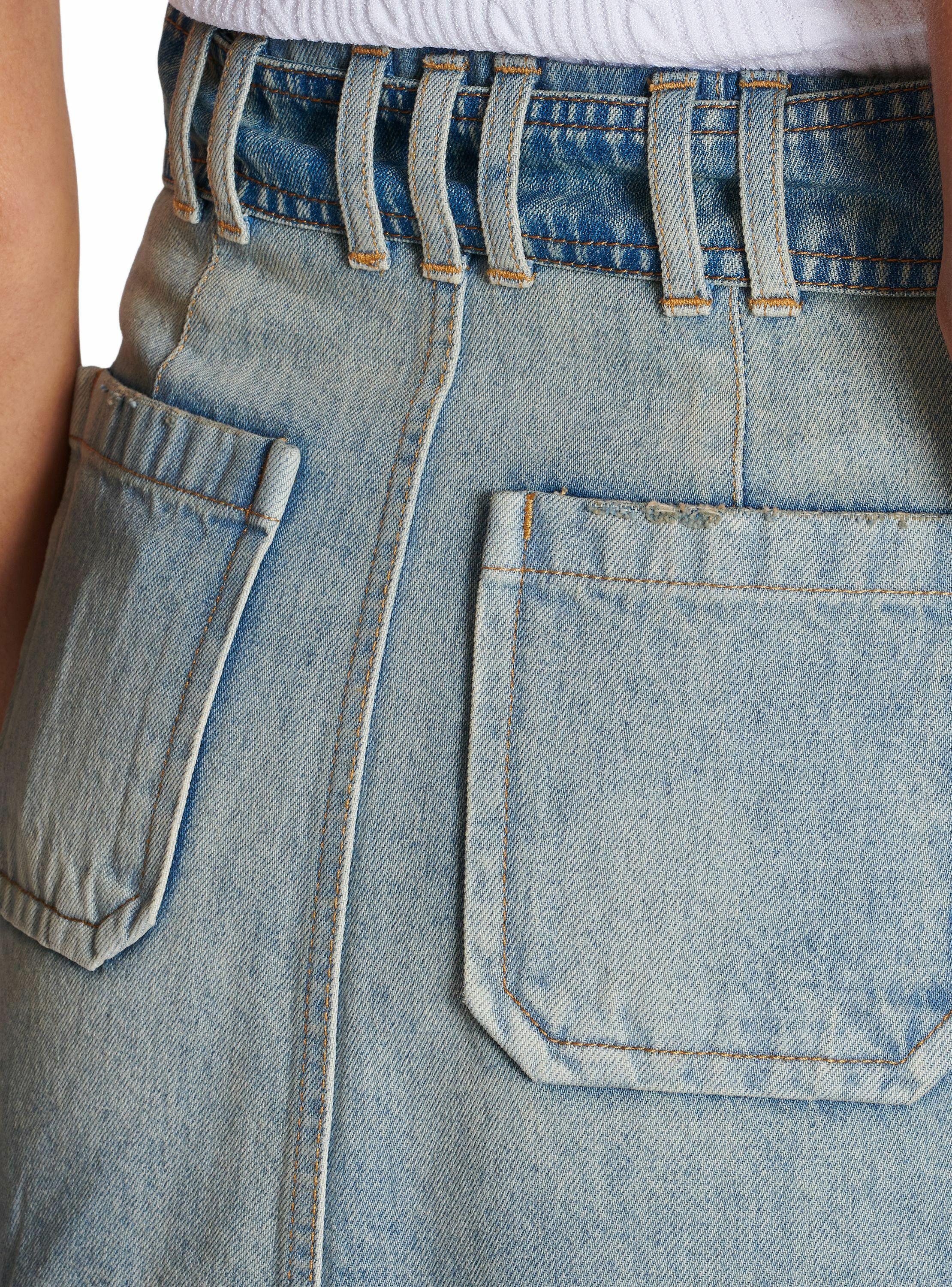 Jupe en denim à poches Bleu