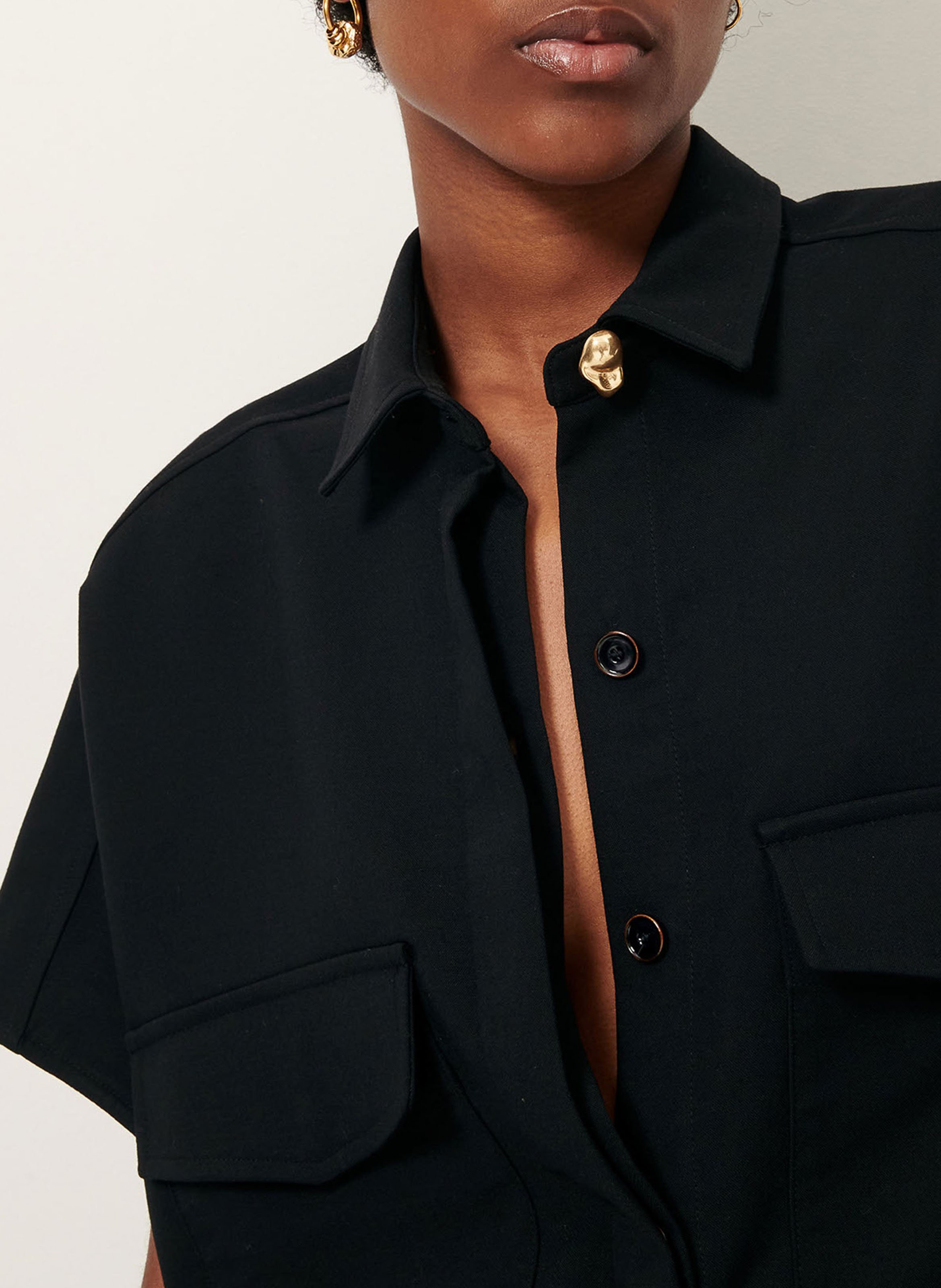 Chemise oversize col classique bianca SESSUN Noir