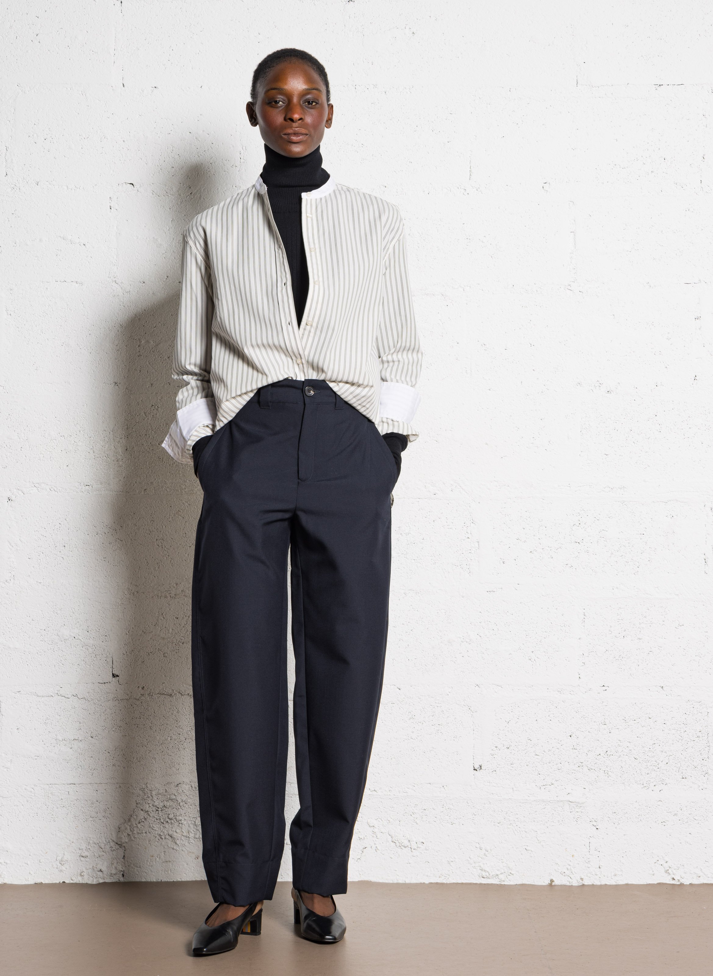 Chemise col rond en popeline rayée bermudes SOEUR Multicolore