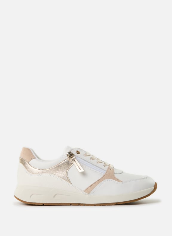 Baskets compensées en cuir mélangé Blanc by GEOX GEOX Baskets compensées en cuir mélangé Blanc