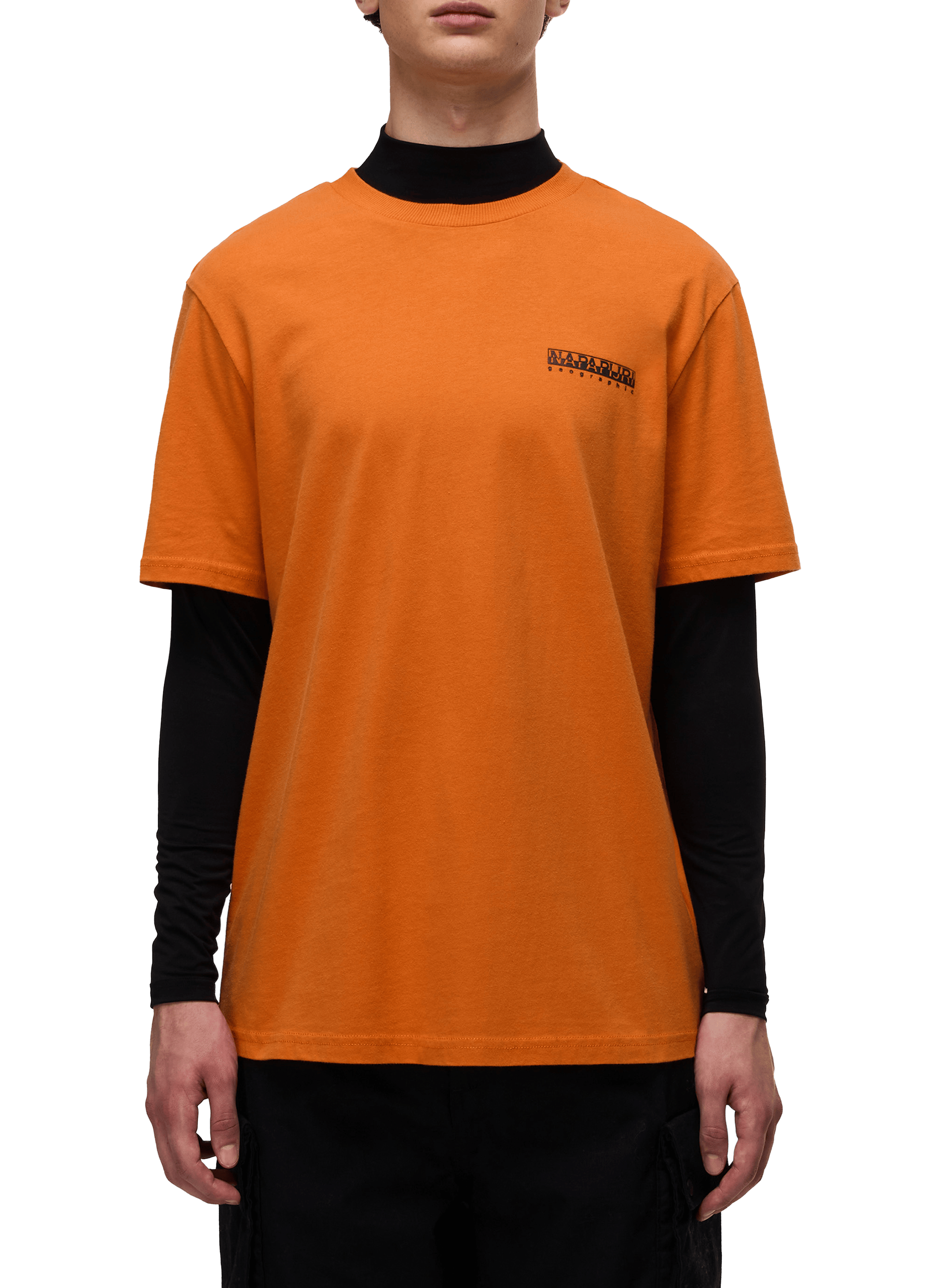 NAPAPIJRI T-shirt imprimé à col rond en coton Orange