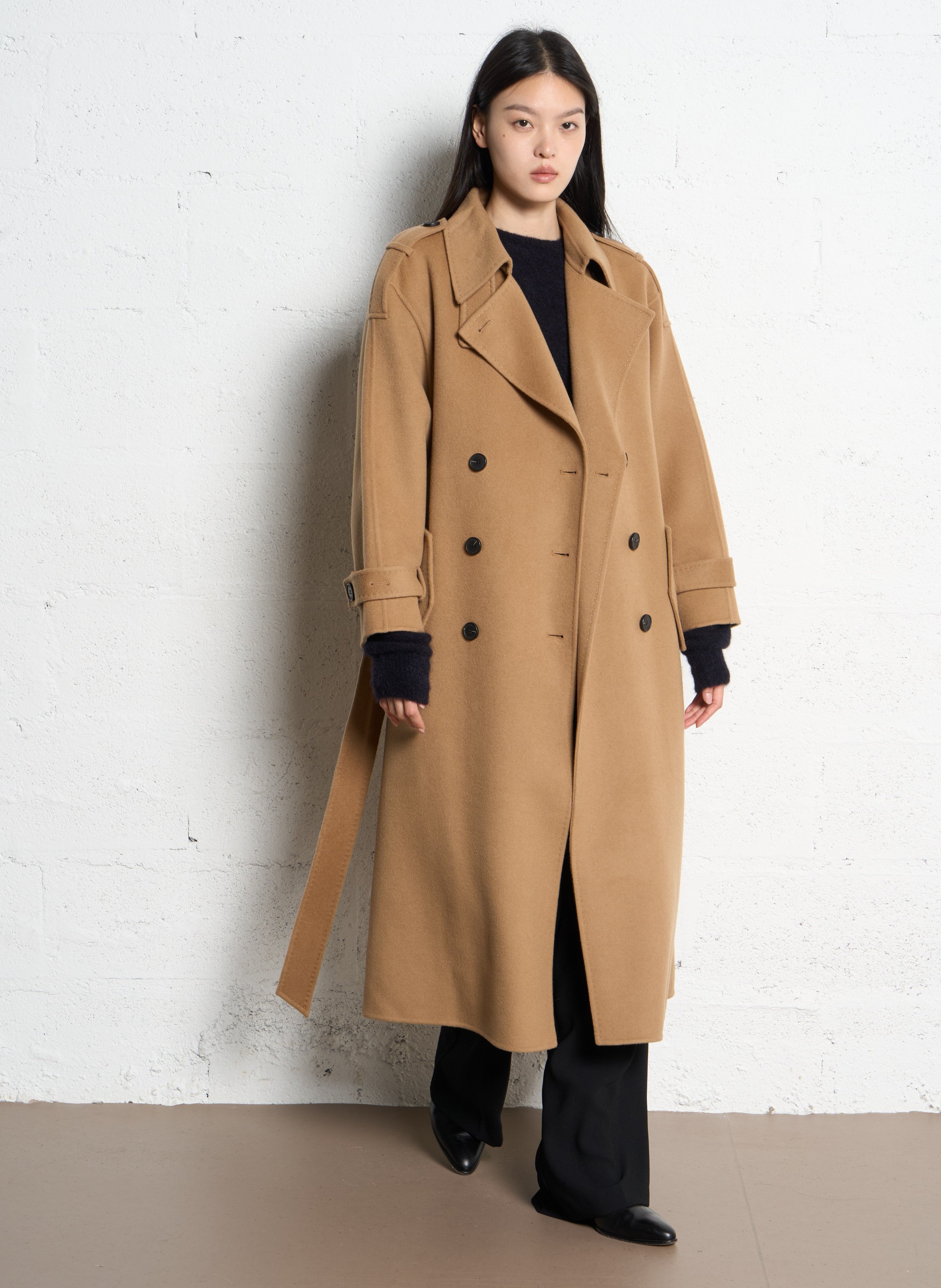 Manteau col tailleur en laine IKKS Marron