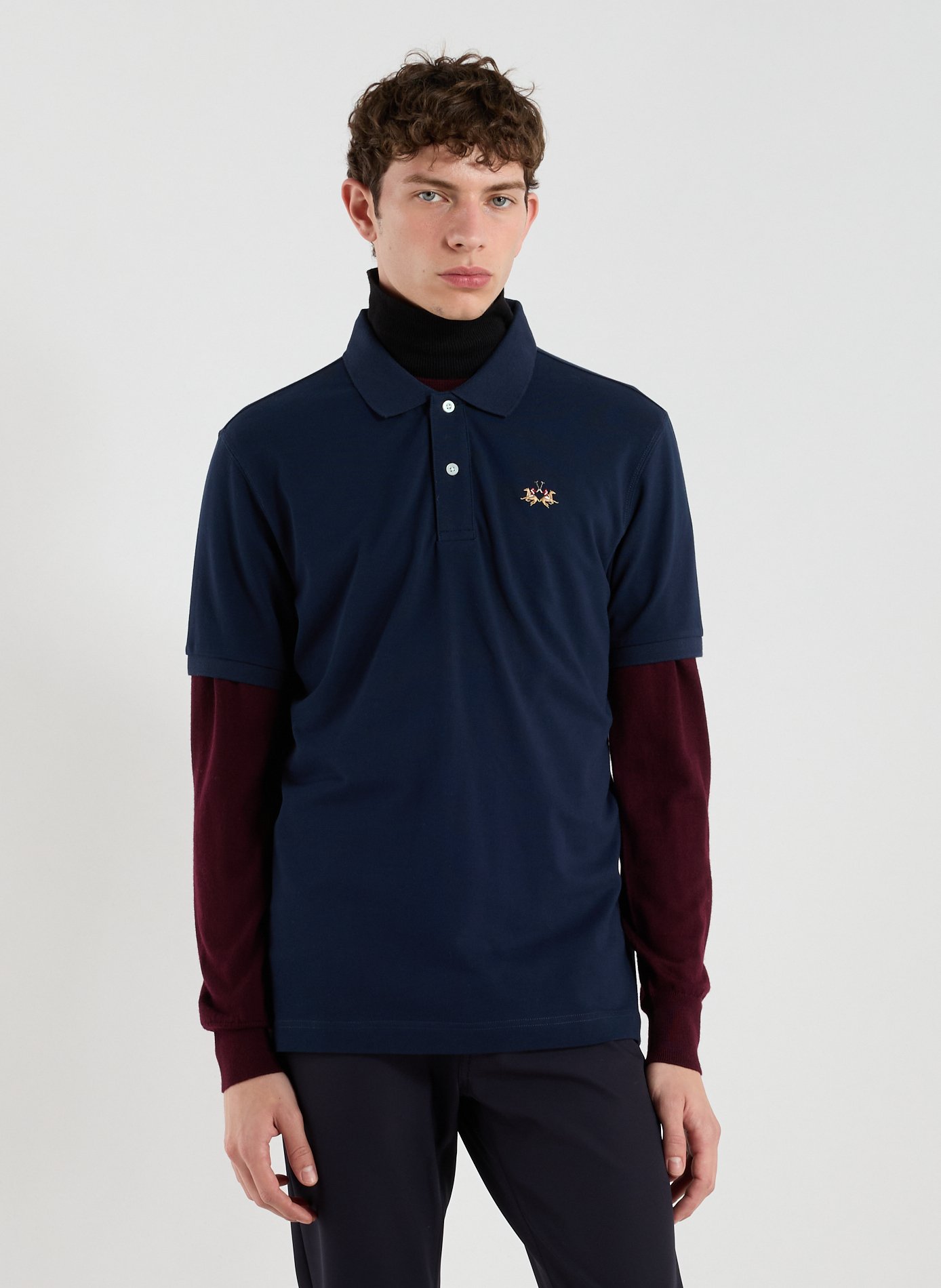 LA MARTINA Cotton-blend polo shirt Blue
