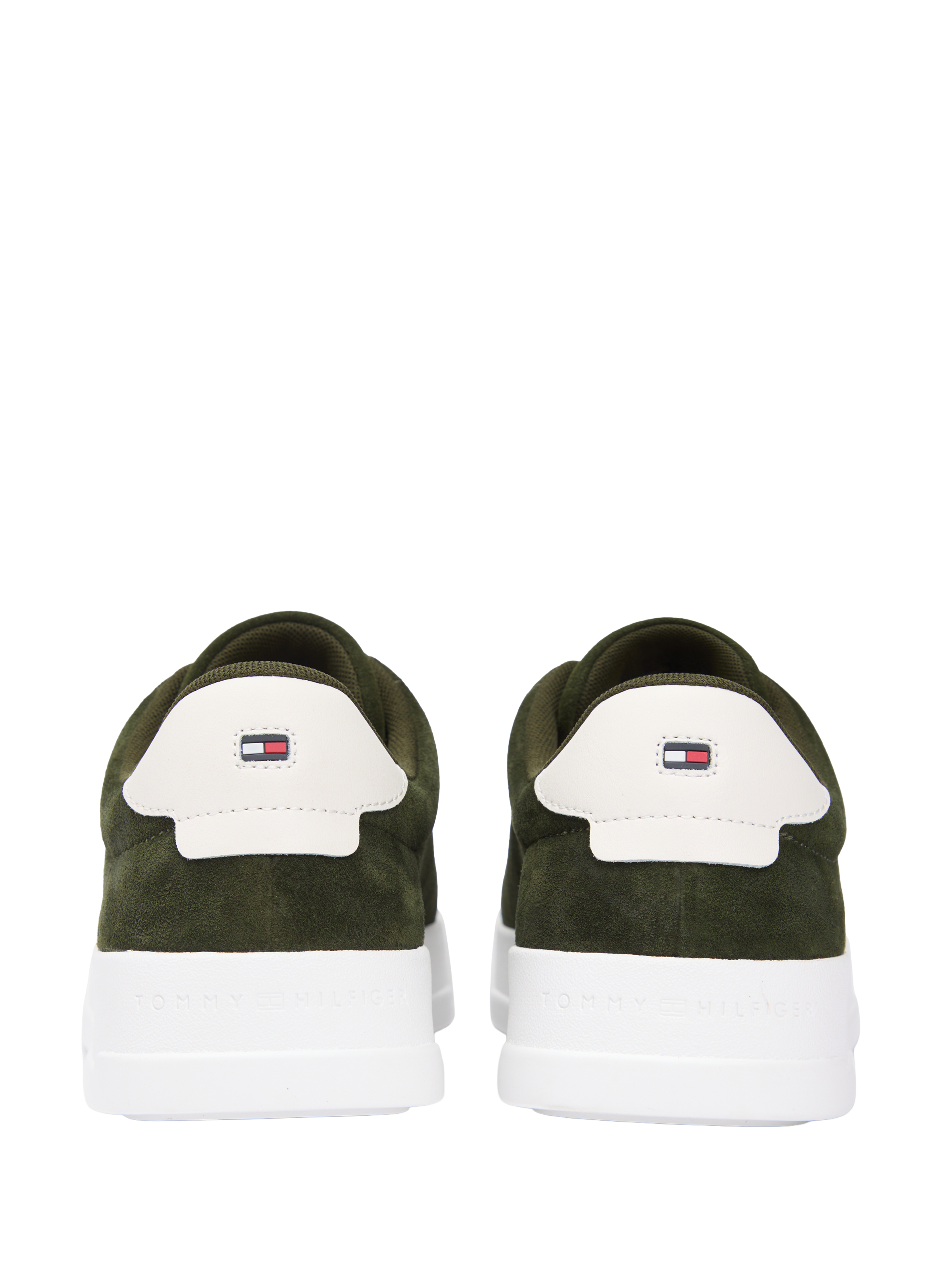 Low-top lace-up suede leather sneakers TOMMY HILFIGER Khaki