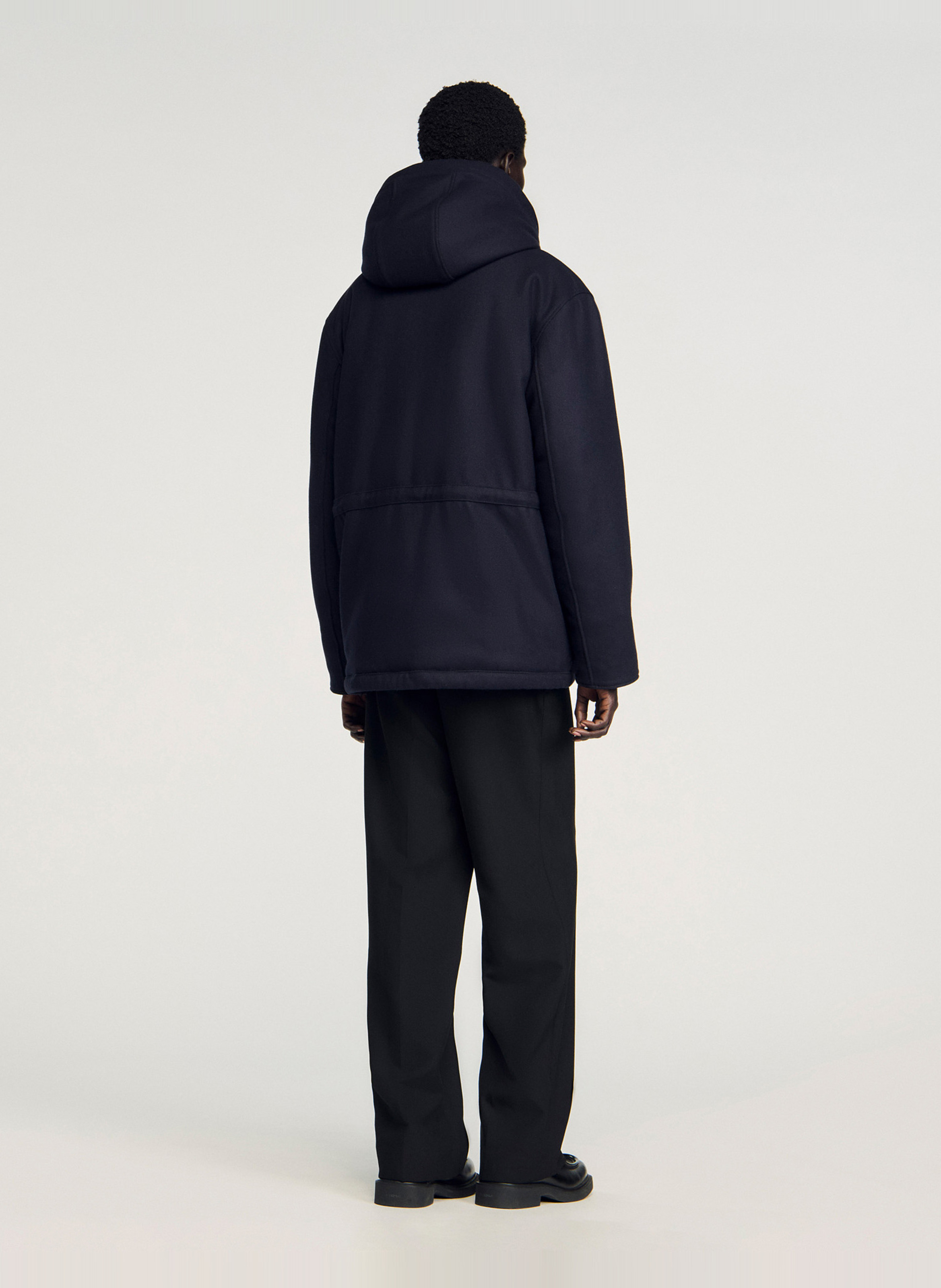 Parka droite boutonnée à capuche SANDRO Bleu