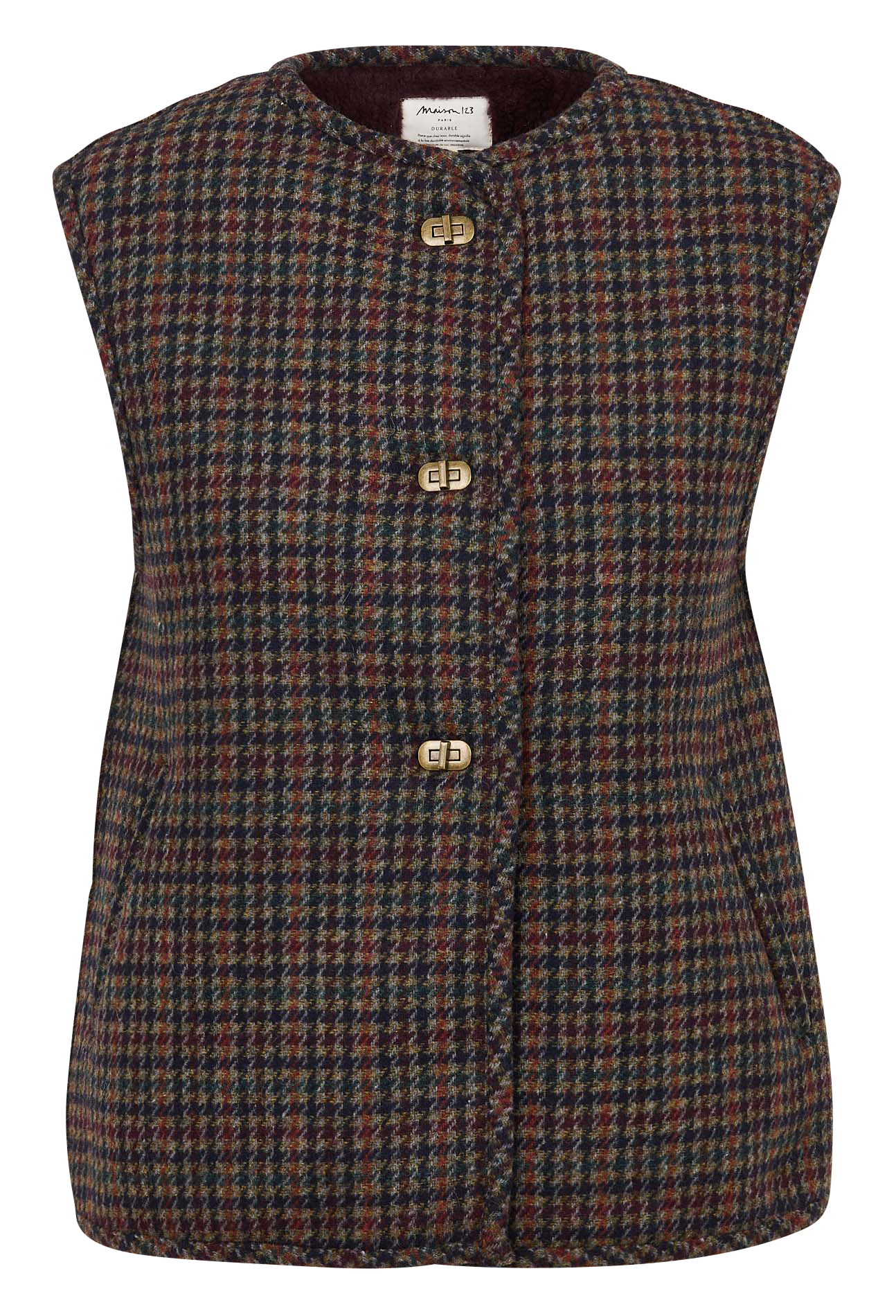 Veste droite col rond à carreaux sabrina MAISON 123 Violet