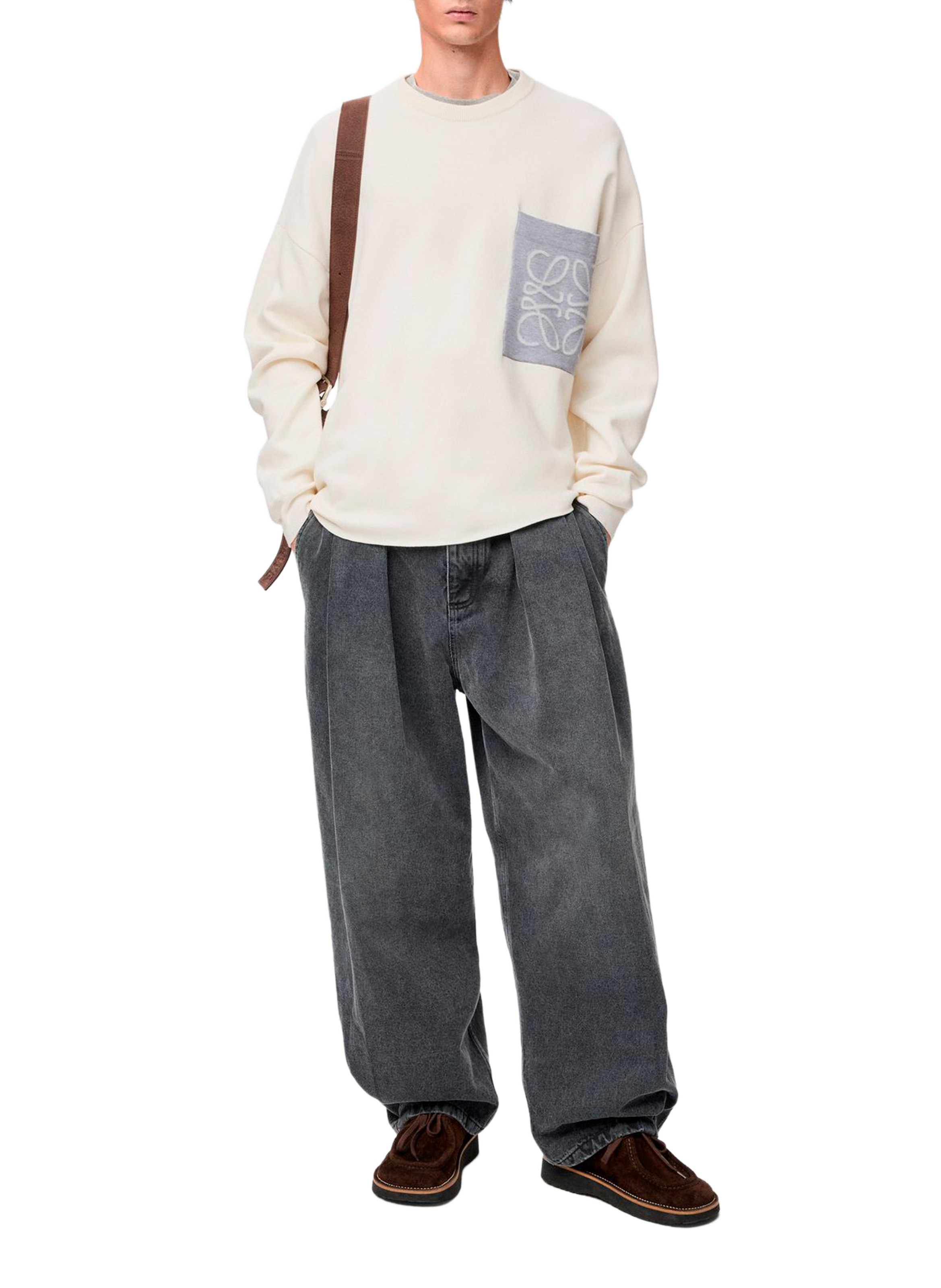 Anagram pocket sweater in blended cotton LOEWE Beige