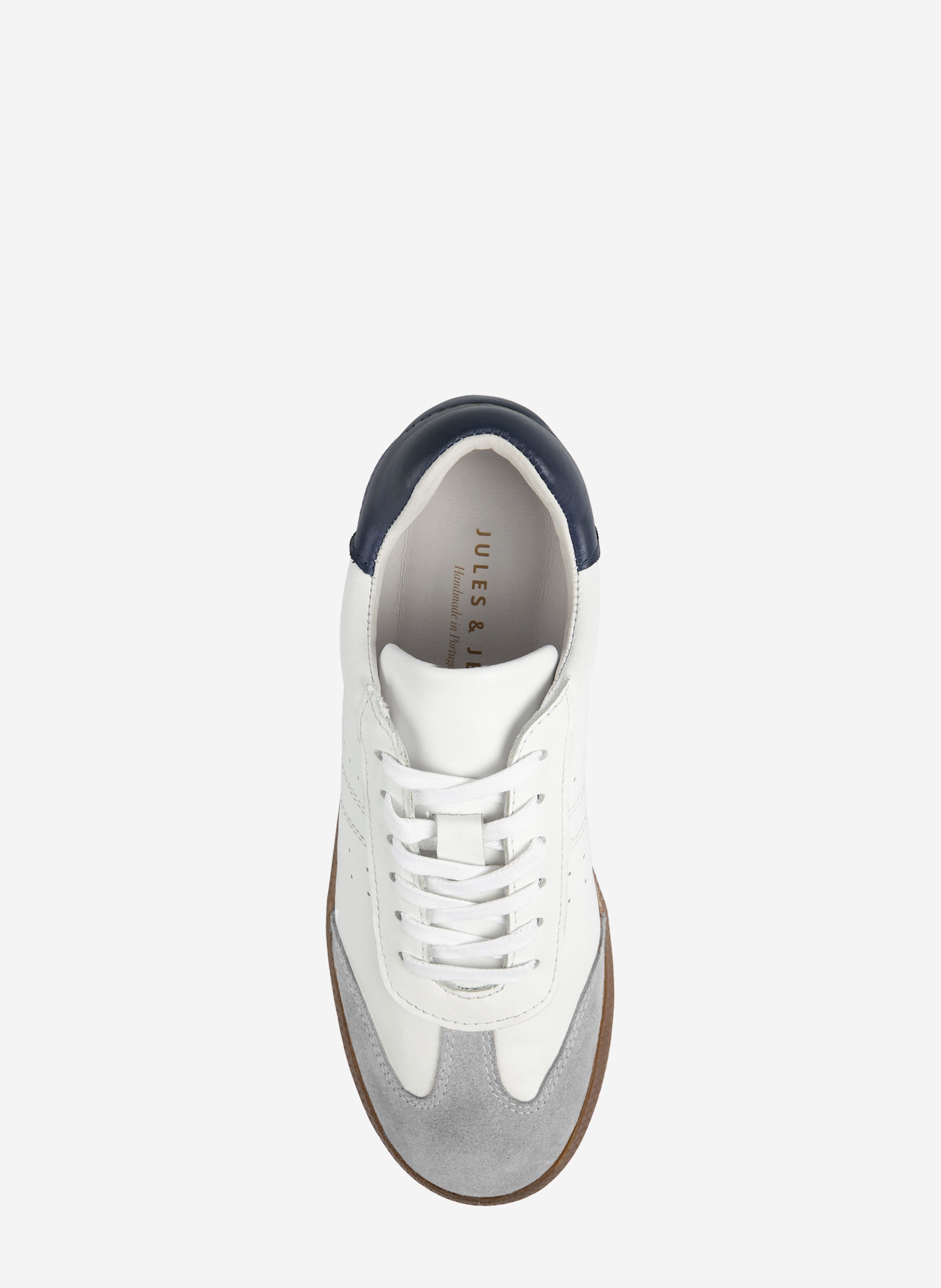 Tennis lacet alba cuir lisse blanc camel JULES & JENN Blanc