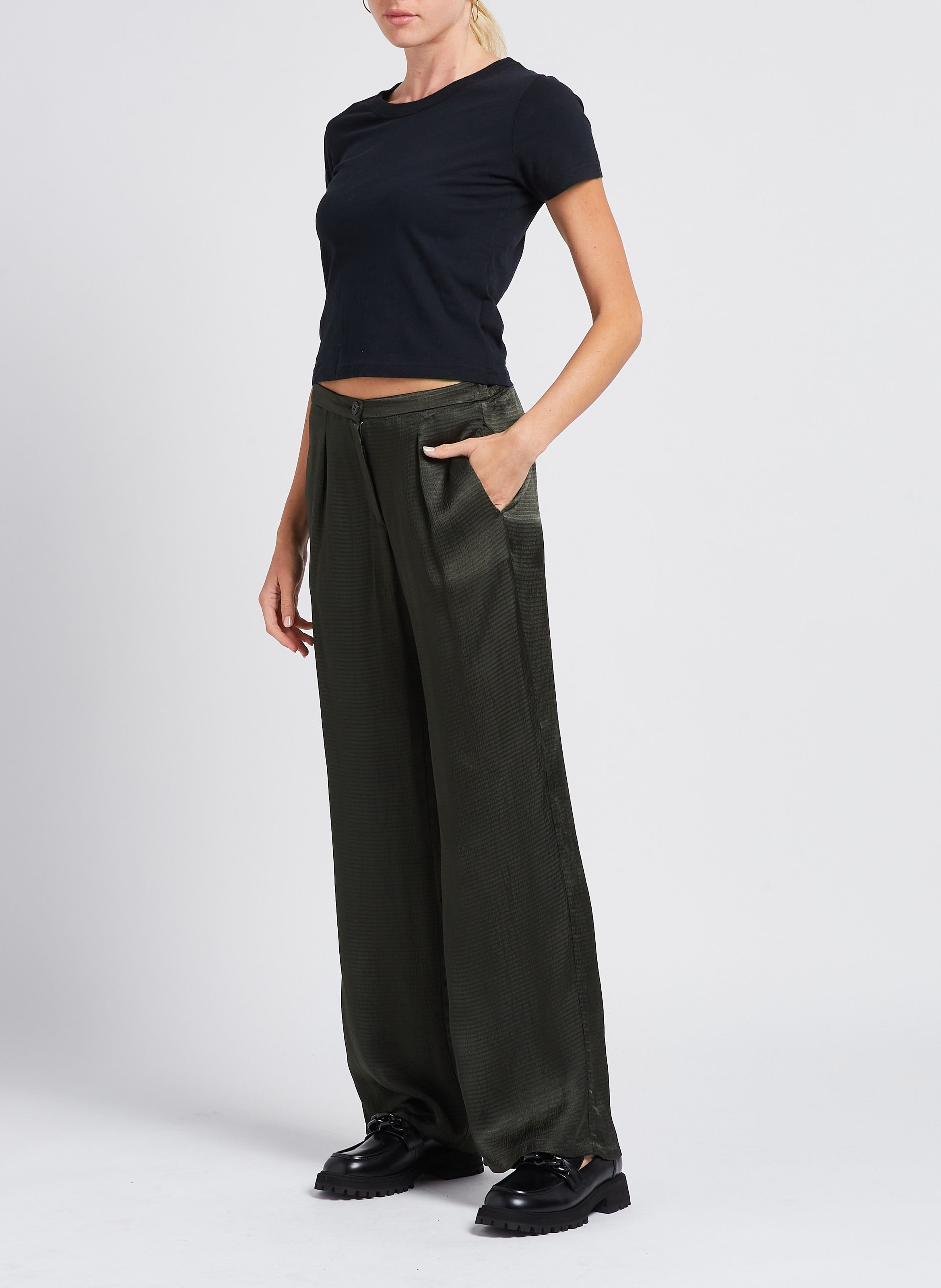 Tee-shirt court col rond en coton gamipy AMERICAN VINTAGE Noir