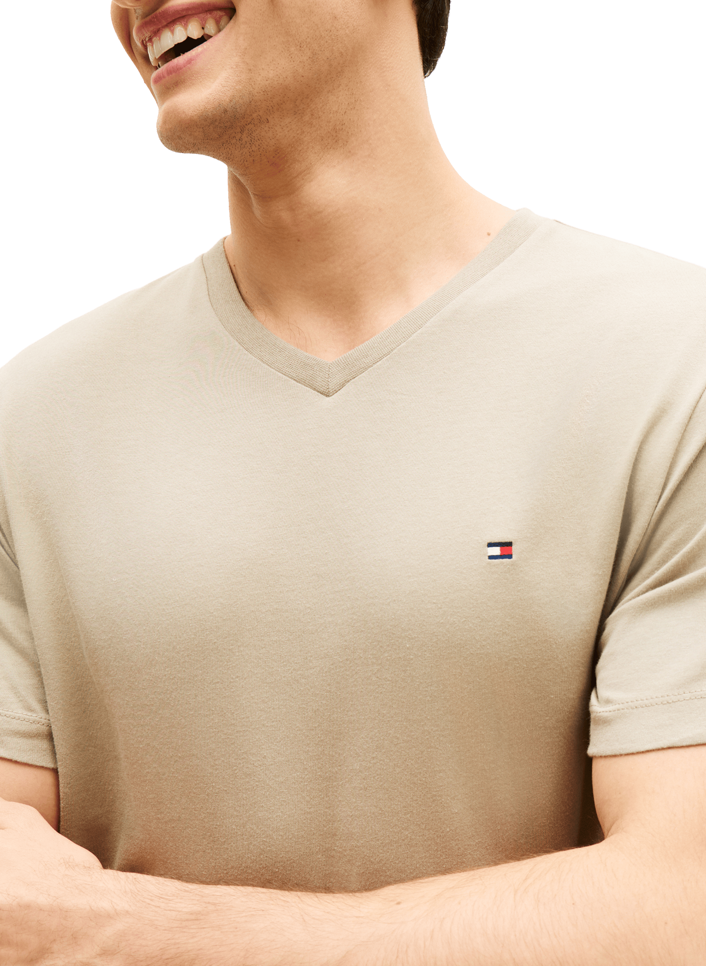 T-shirt à col en V TOMMY HILFIGER Beige