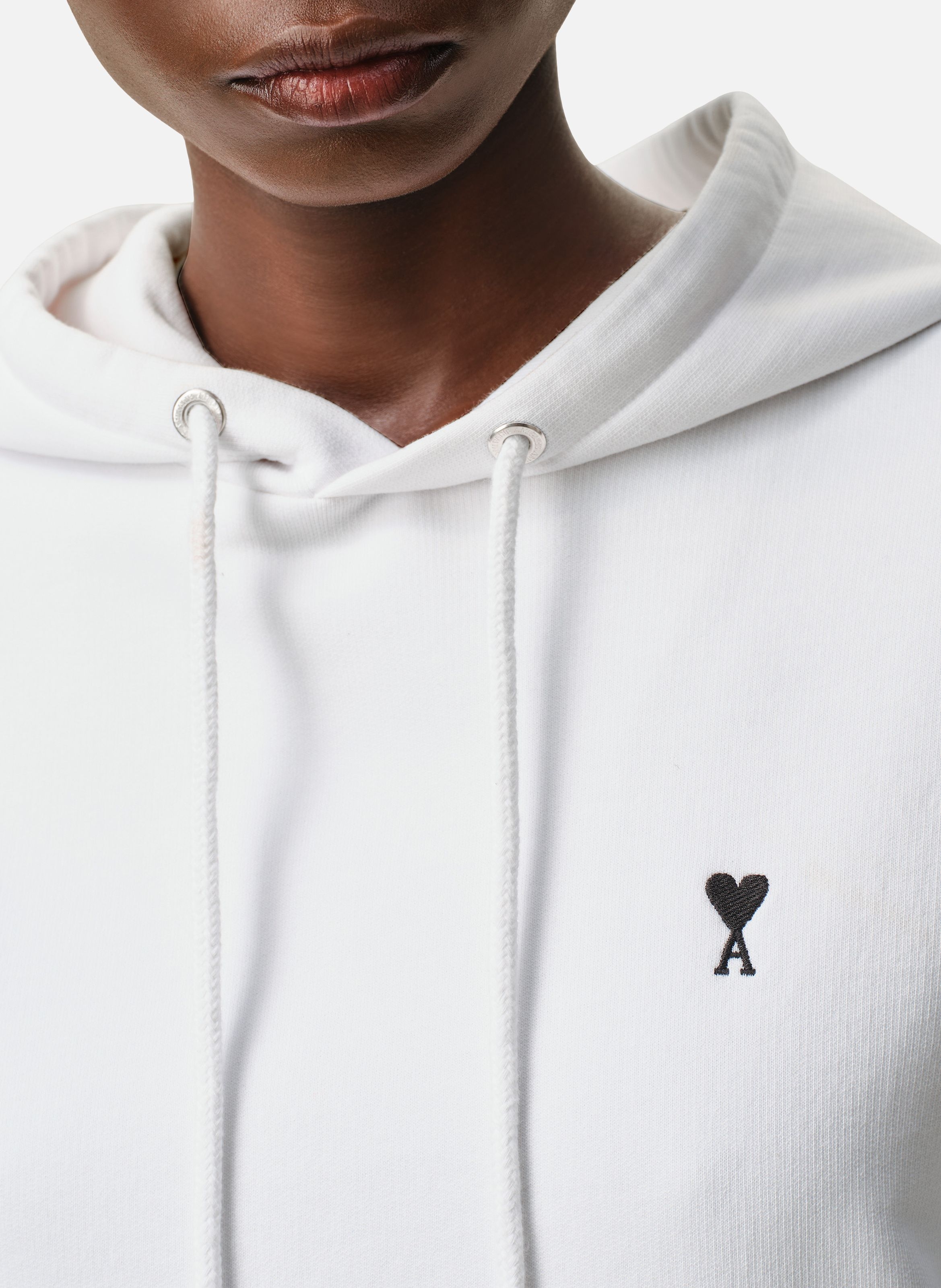 Hoodie Ami De Coeur Contrasté En Coton AMI PARIS Blanc