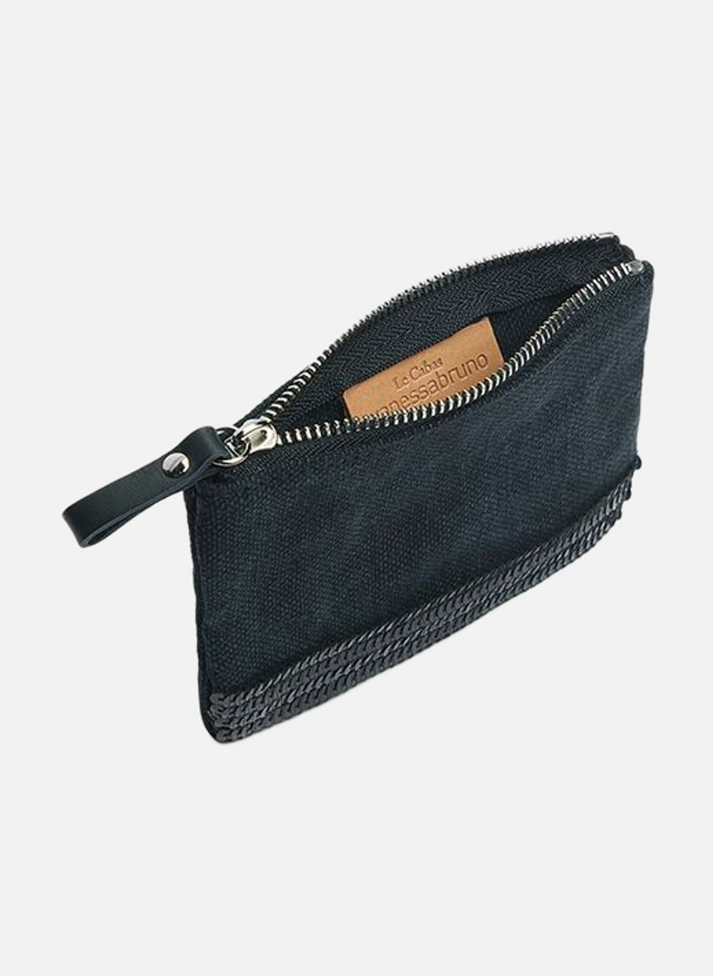 Petite Pochette Zippée En Lin VANESSA BRUNO Noir