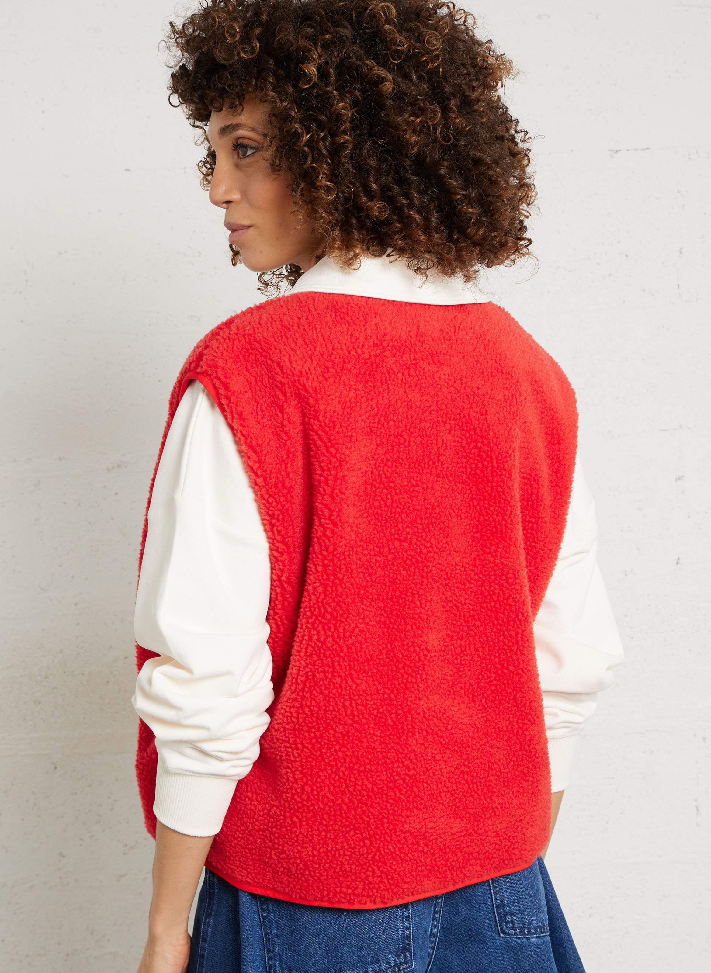 Gilet col rond molletonné sans manches hoktown Rouge