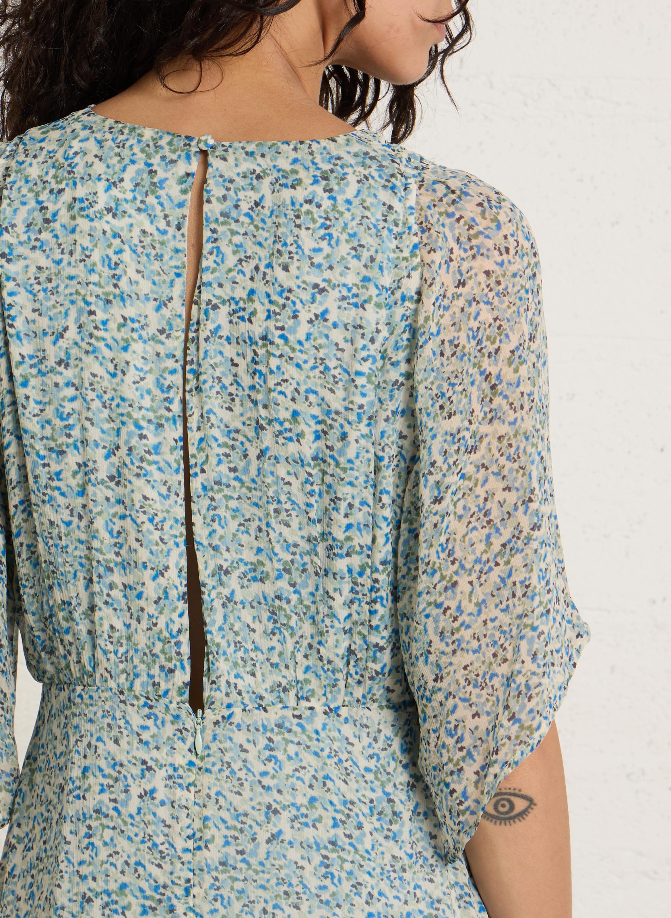 Robe longue col v imprimé balma Vert