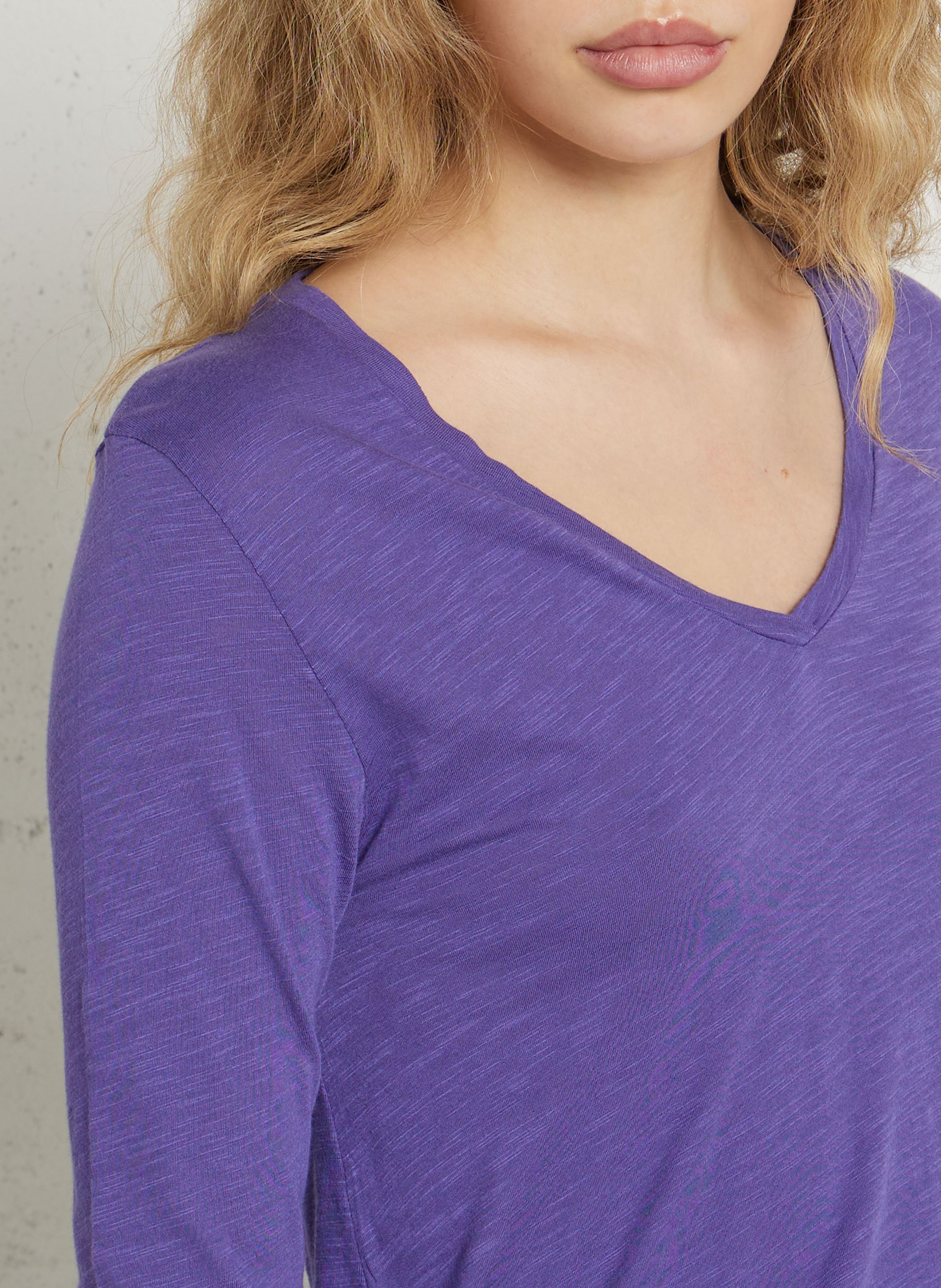 Tee-shirt à col v en coton mélangé jacksonville AMERICAN VINTAGE Violet