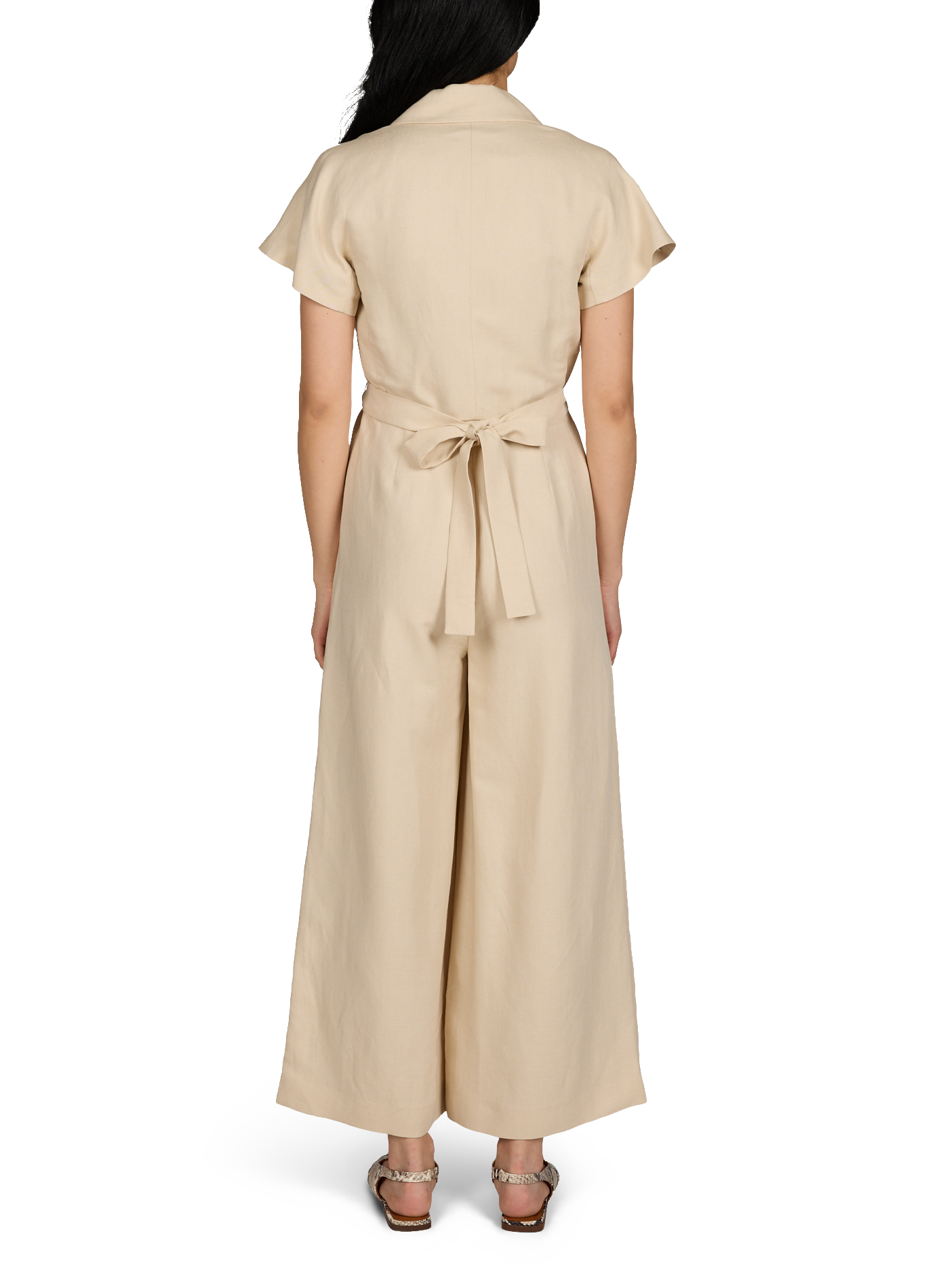 Short-sleeved belted jumpsuit MAX MARA WEEK END Beige