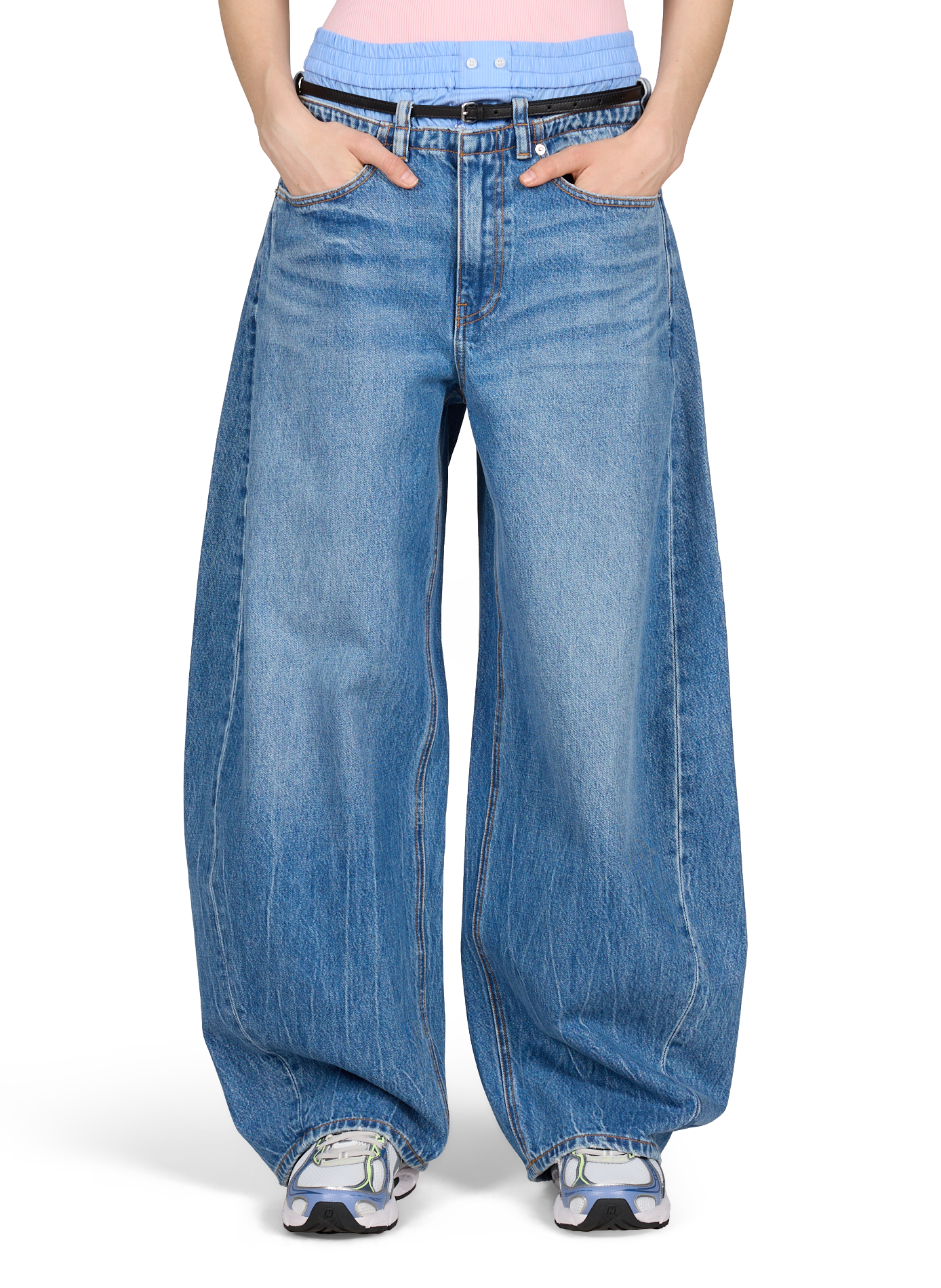 Jean boule doublure à la taille en coton ALEXANDER WANG Bleu