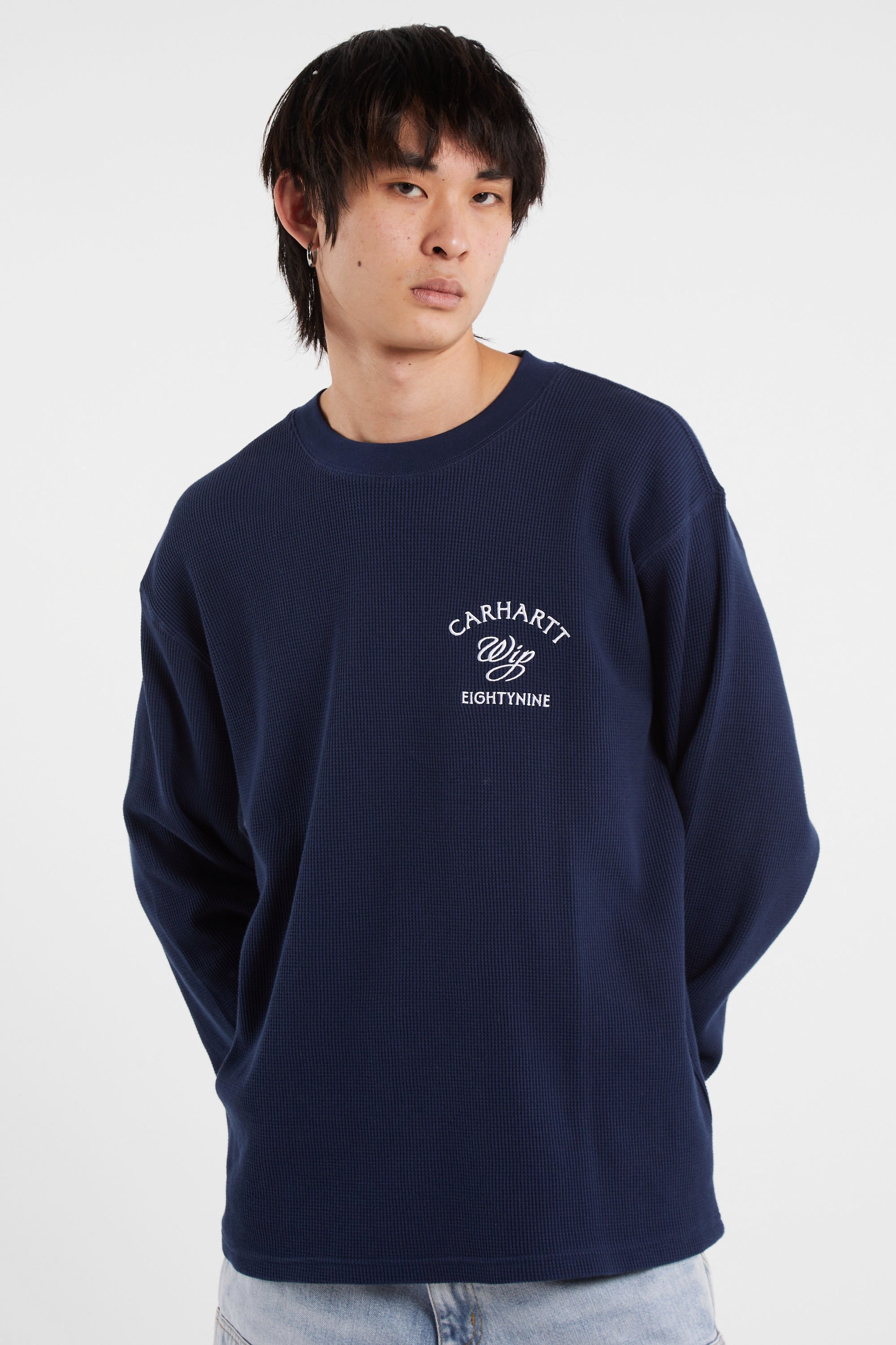 T-shirt l/s eightynine waffle t-shirt CARHARTT WIP Bleu