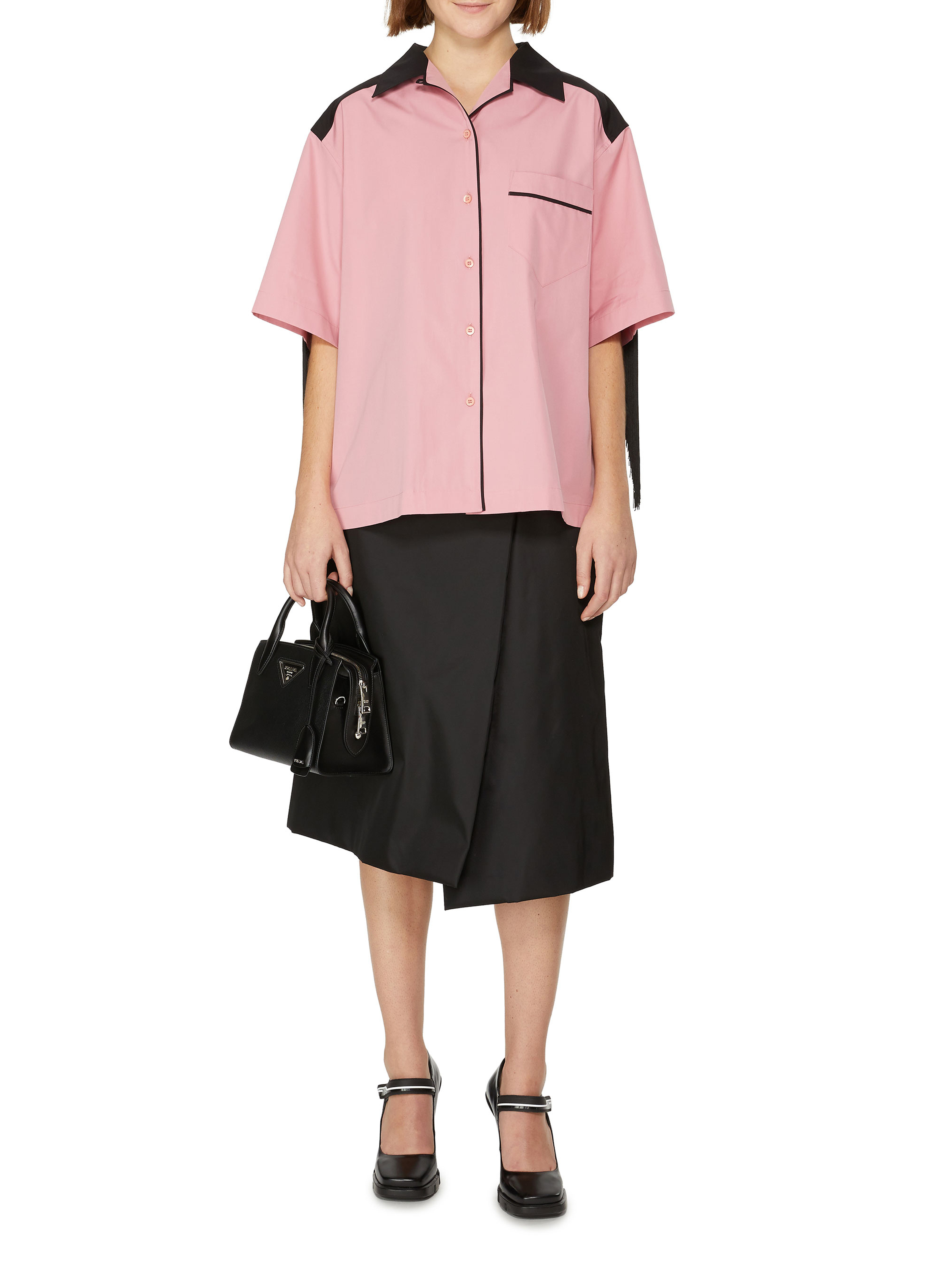 Geruwde katoenen blouse PRADA Roze