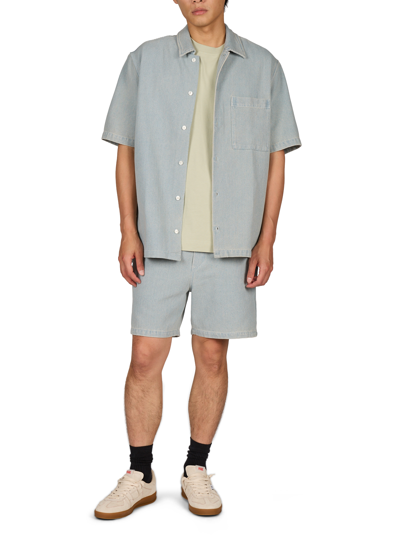Cotton jacquard denim shirt SAMSOE SAMSOE Blue