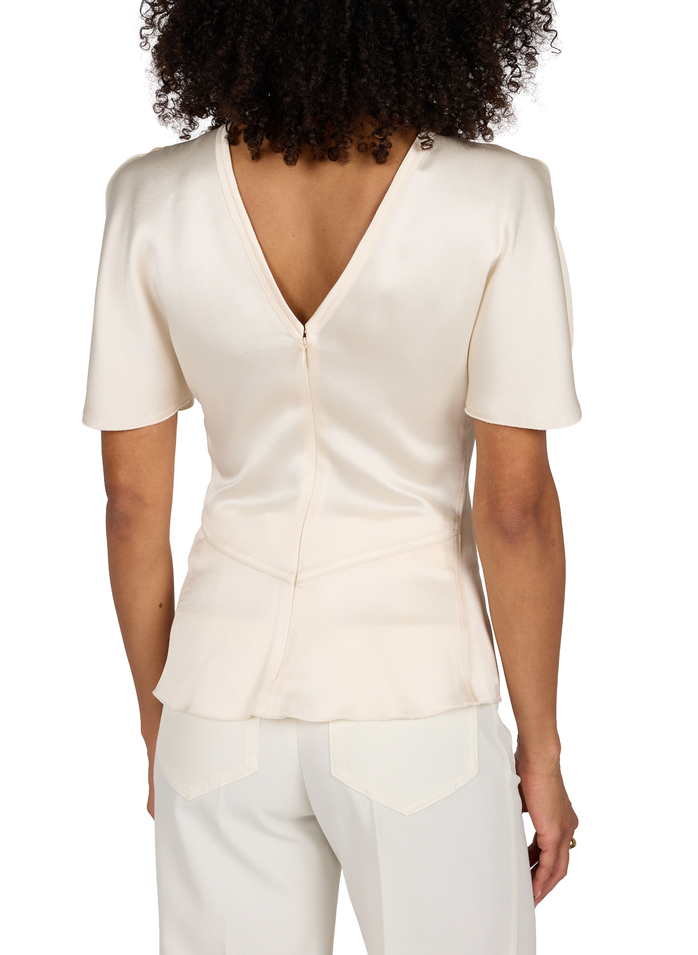 Satin V-neck Top | Beige VICTORIA BECKHAM Women