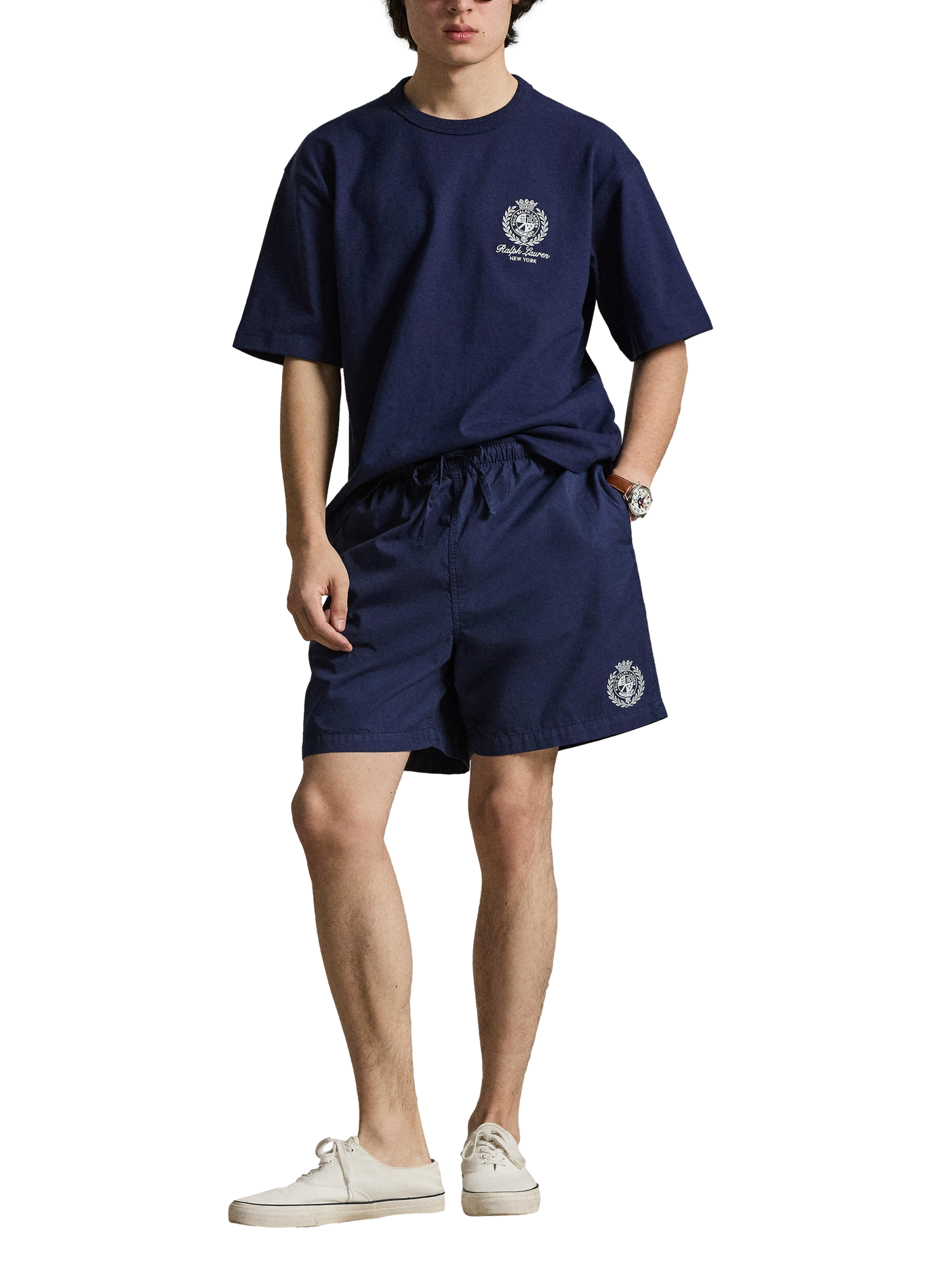 T-shirt droit à logo en coton POLO RALPH LAUREN Bleu