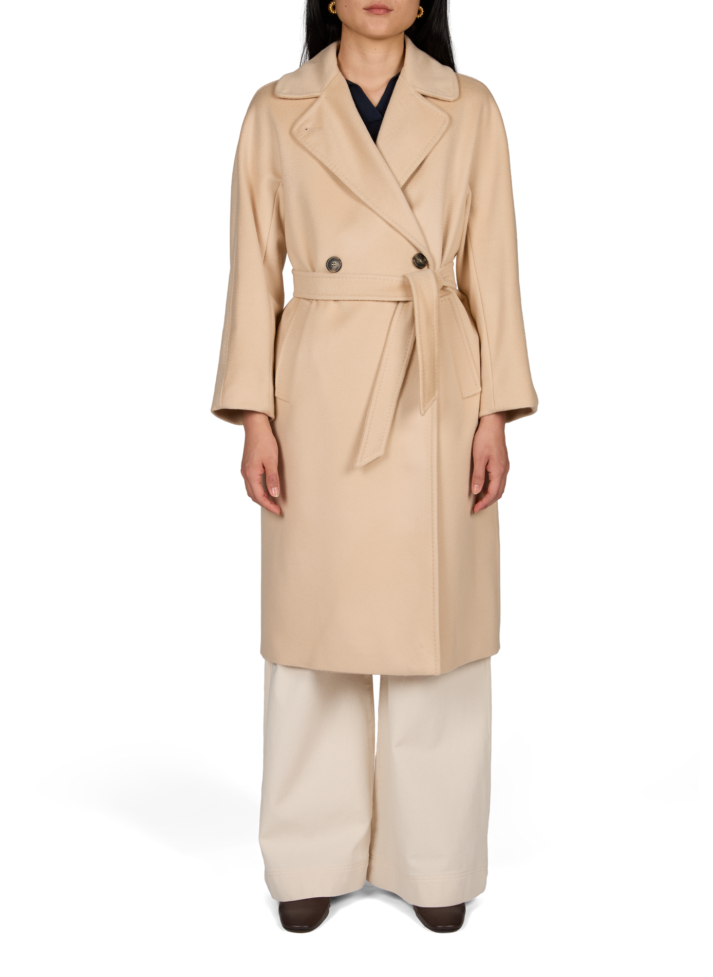 Gerader Mantel aus reiner Schurwolle MAX MARA WEEK END Beige