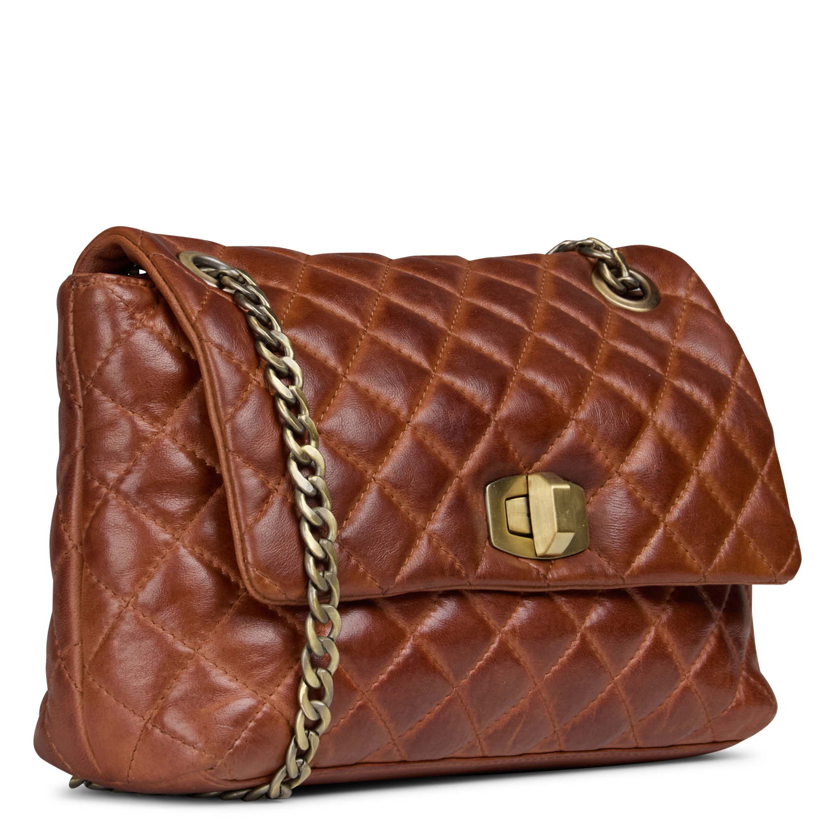 Sac matelassé en cuir vivien MAISON 123 Marron