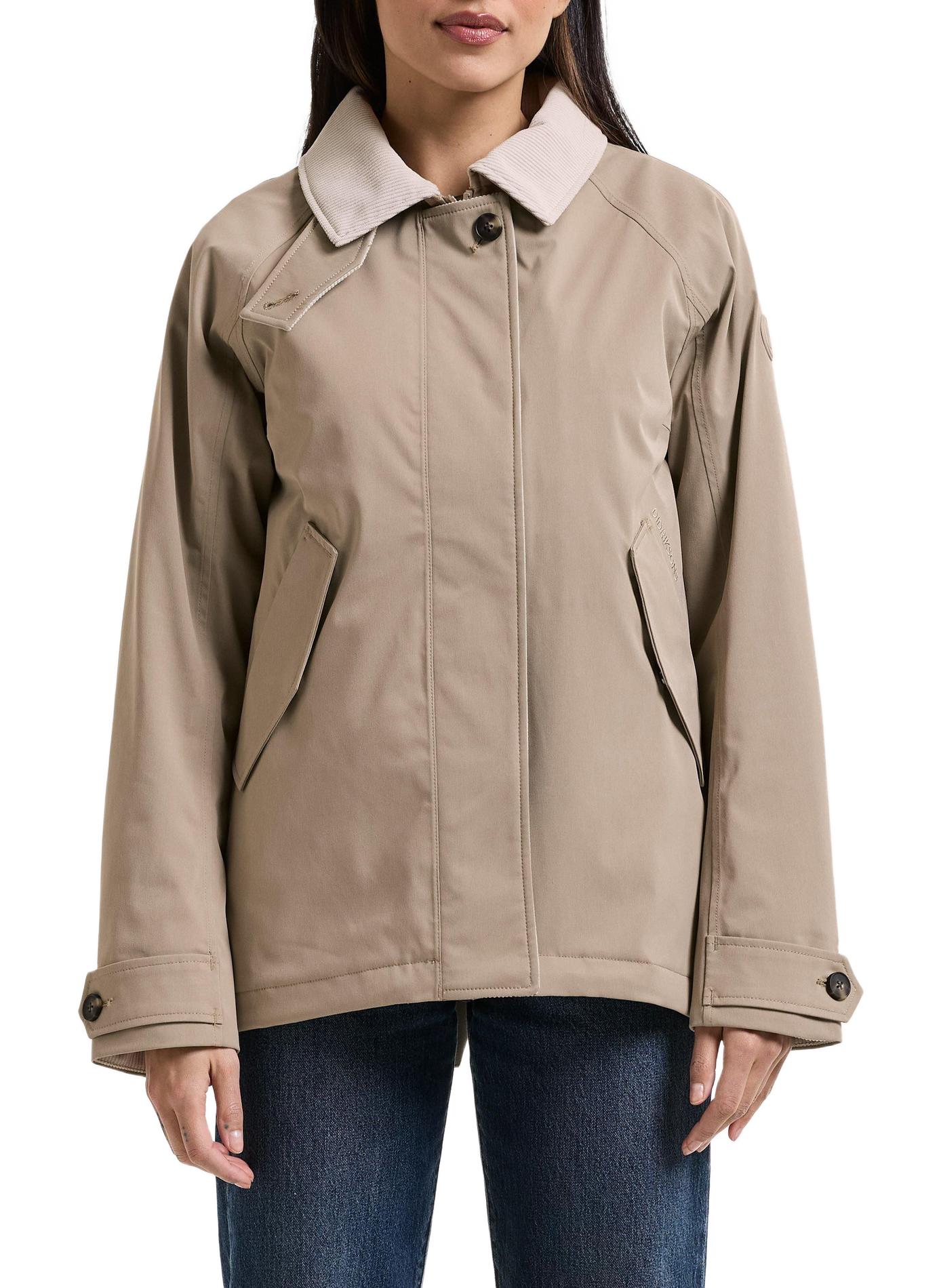 Lynn cropped jacket with ribbed collar DIDRIKSONS Beige