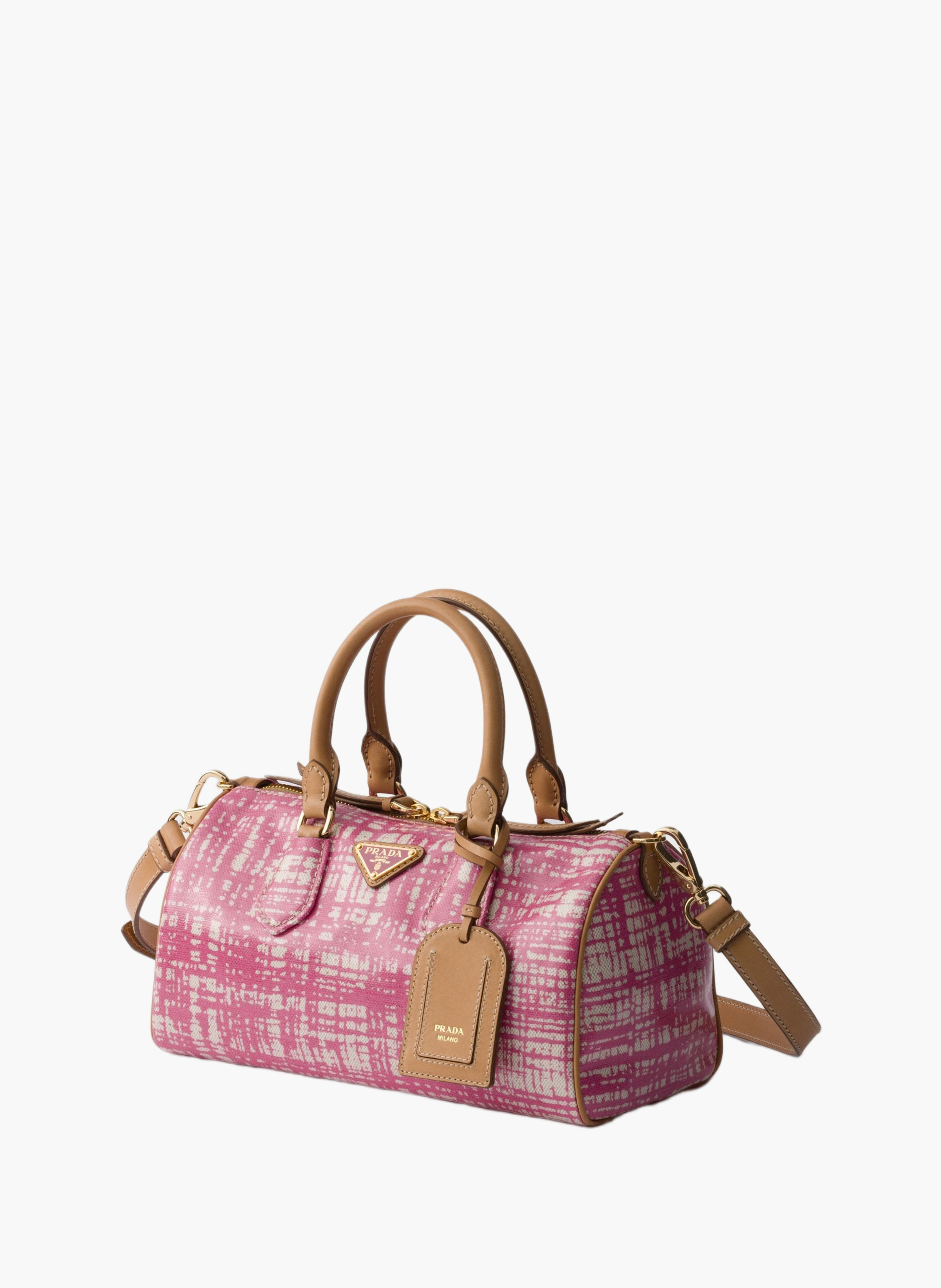 Petit sac à main prada evasion en mélange de lin e PRADA Rose