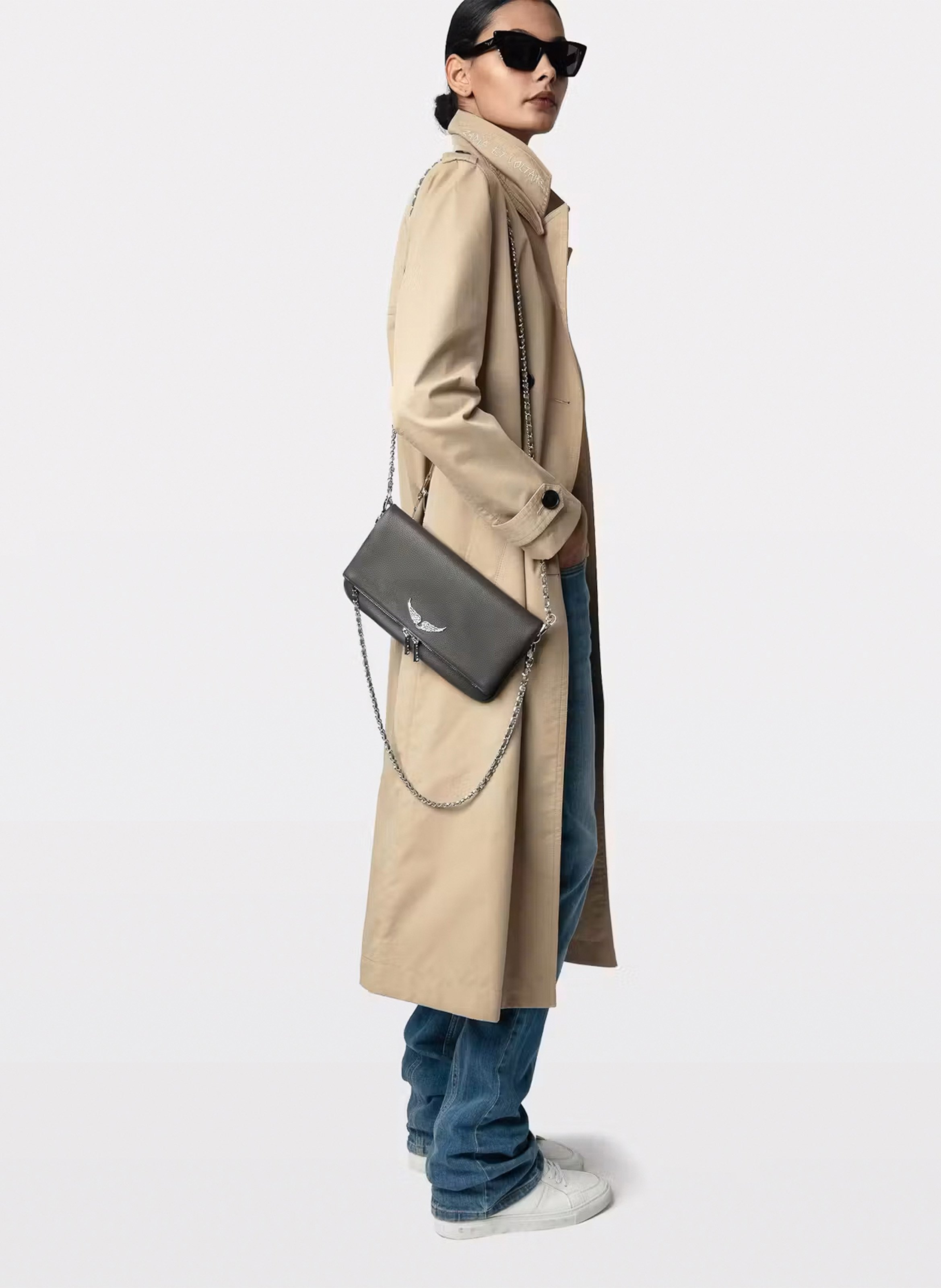Sac bandoulière en cuir rock ZADIG&VOLTAIRE Gris