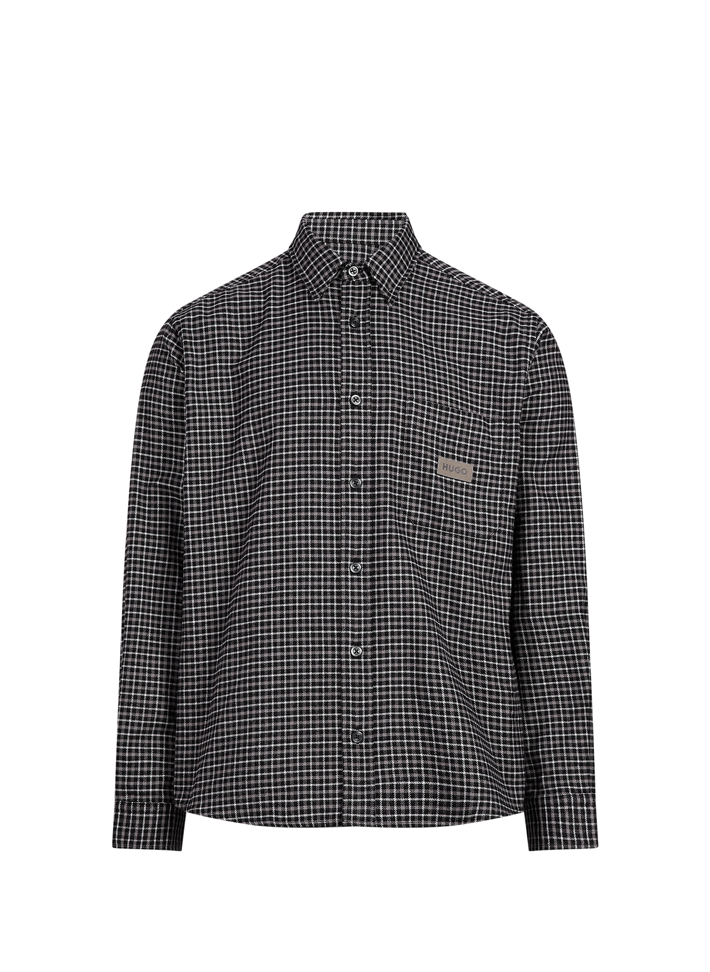 Straight cotton check shirt HUGO BLUE Grey
