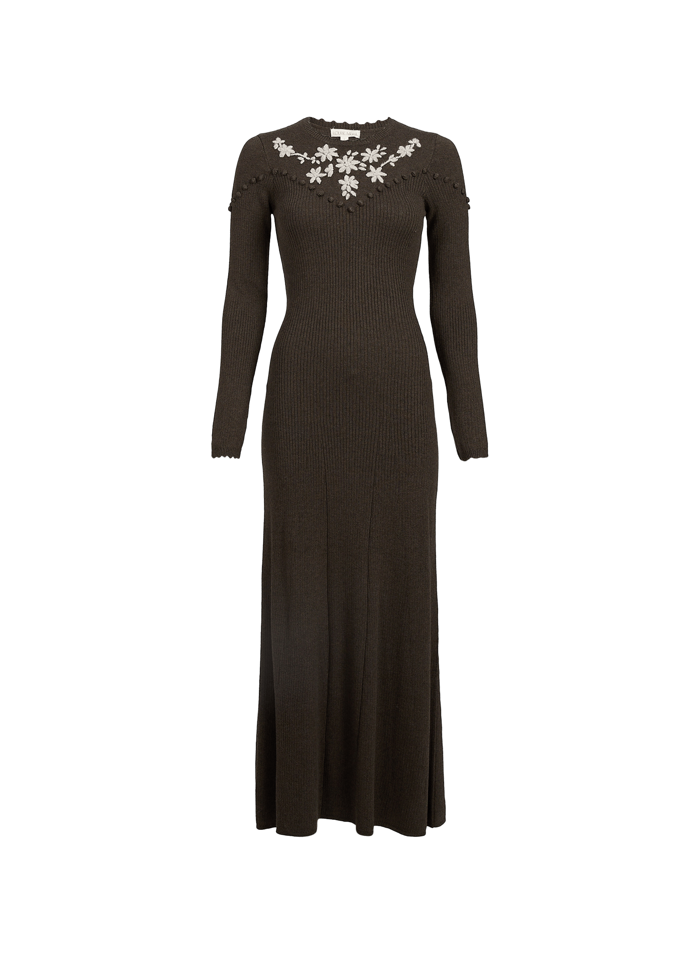 Robe longue moulante en laine et coto