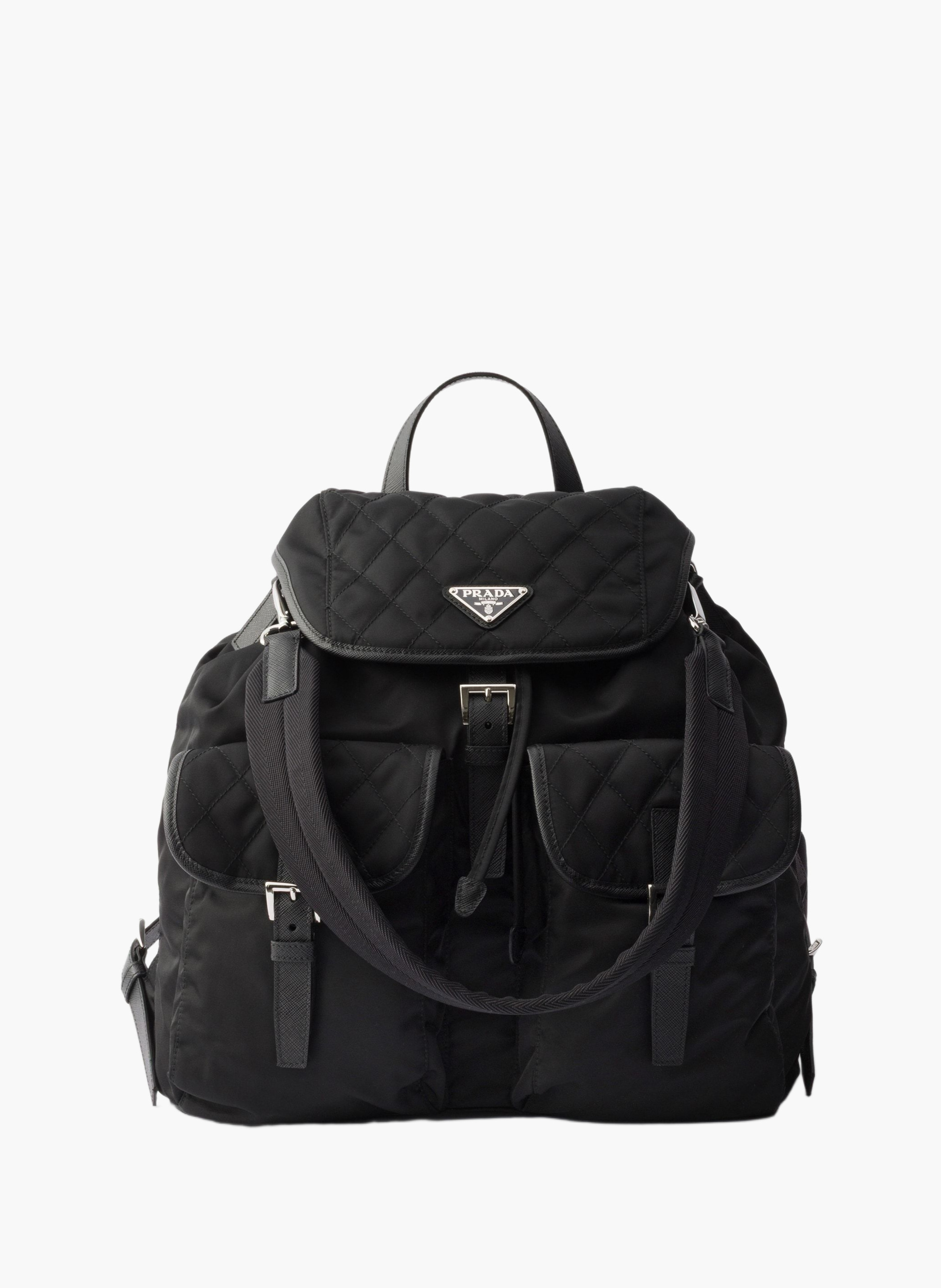Sac à dos en re-nylon et cuir PRADA Noir