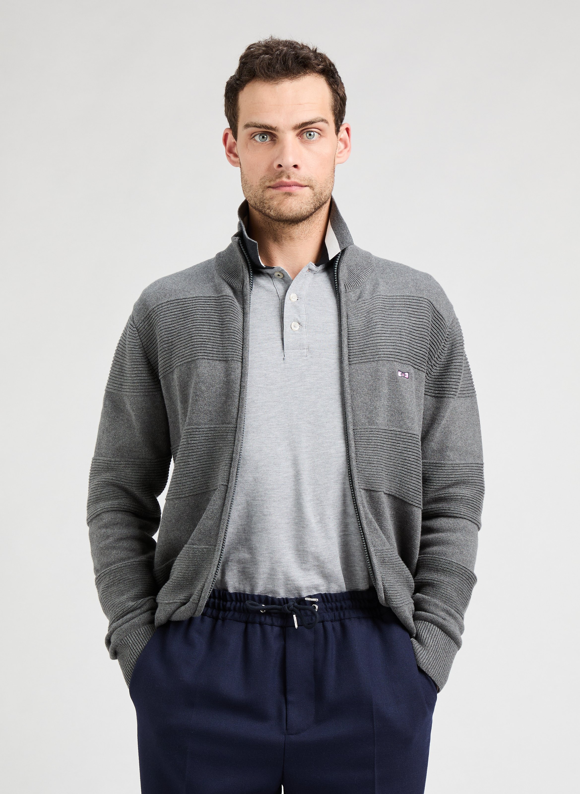 Ribbed knit cardigan EDEN PARK Grey