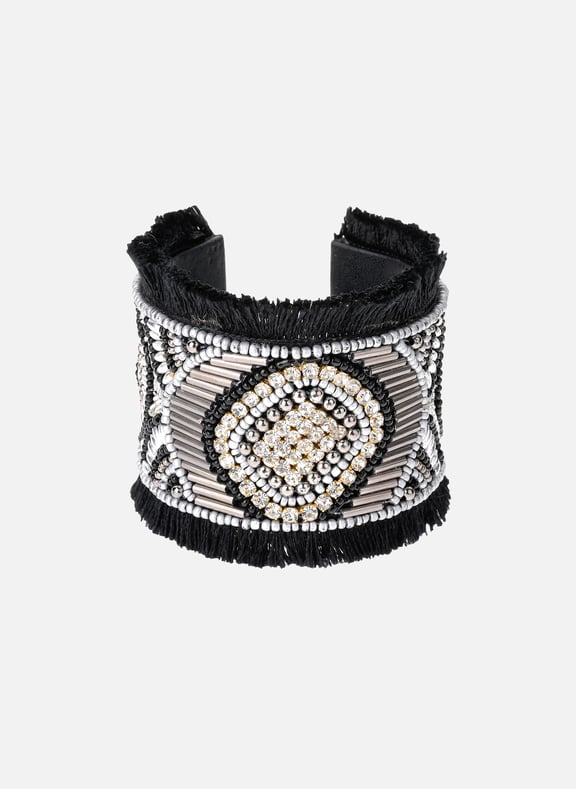Manchette ajustable en perles luna Noir by HIPANEMA HIPANEMA Manchette ajustable en perles luna Noir