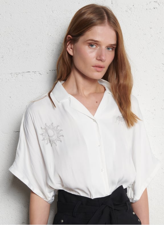 Chemise col classique à strass Blanc by IKKS IKKS Chemise col classique à strass Blanc