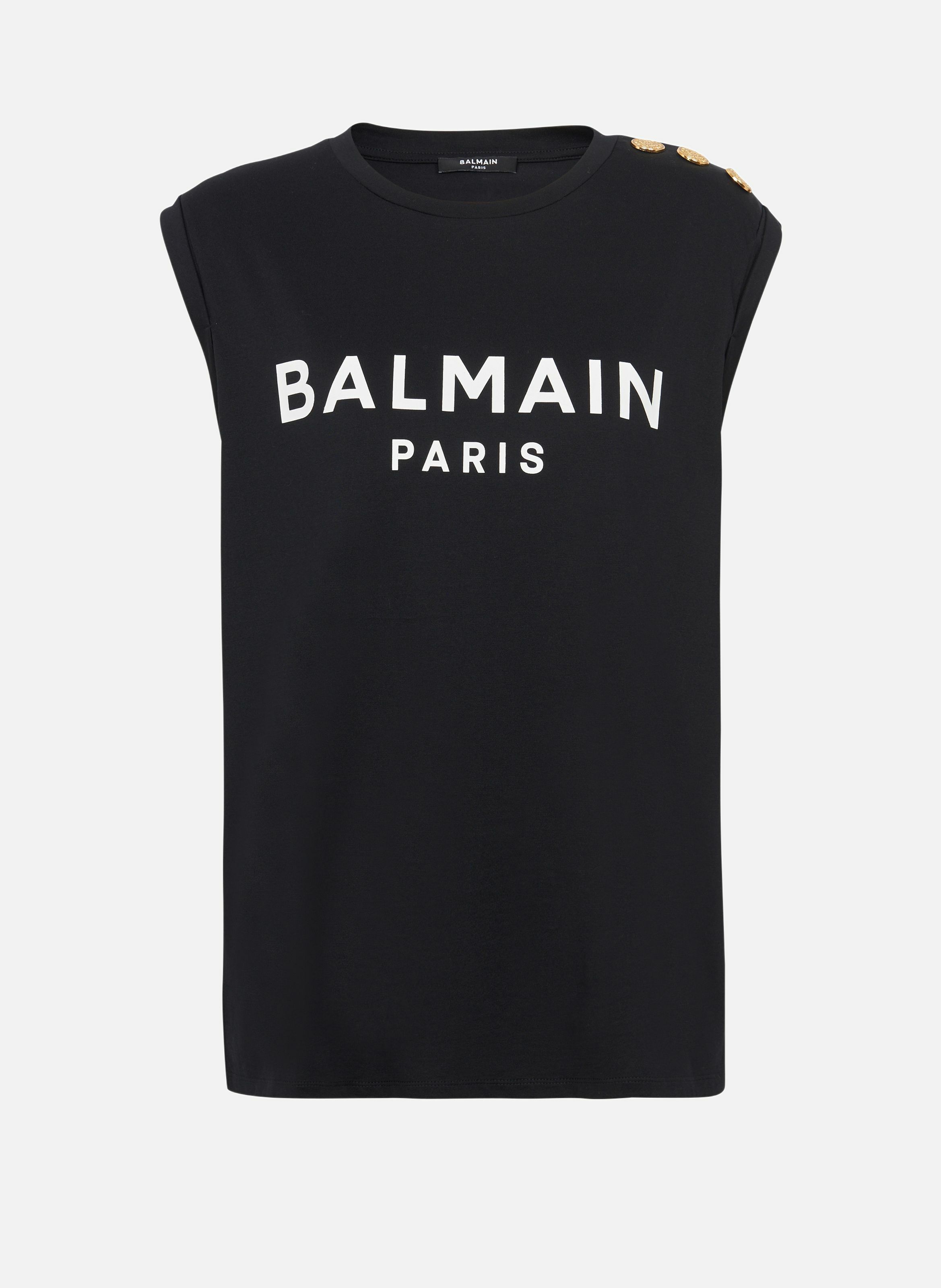 BALMAIN T-shirt en coton éco-responsable imprimé logo balmain Noir
