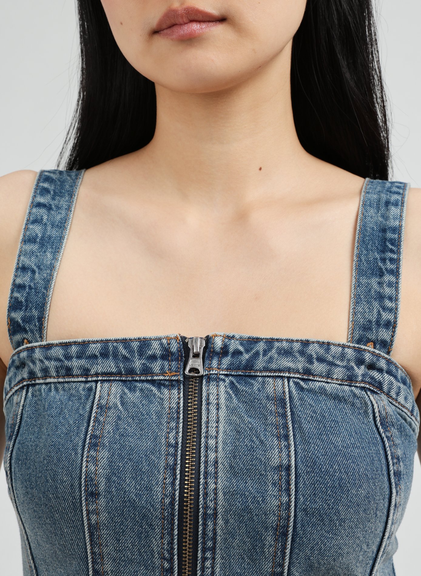 Top bustier en denim de coton LEVI'S Bleu