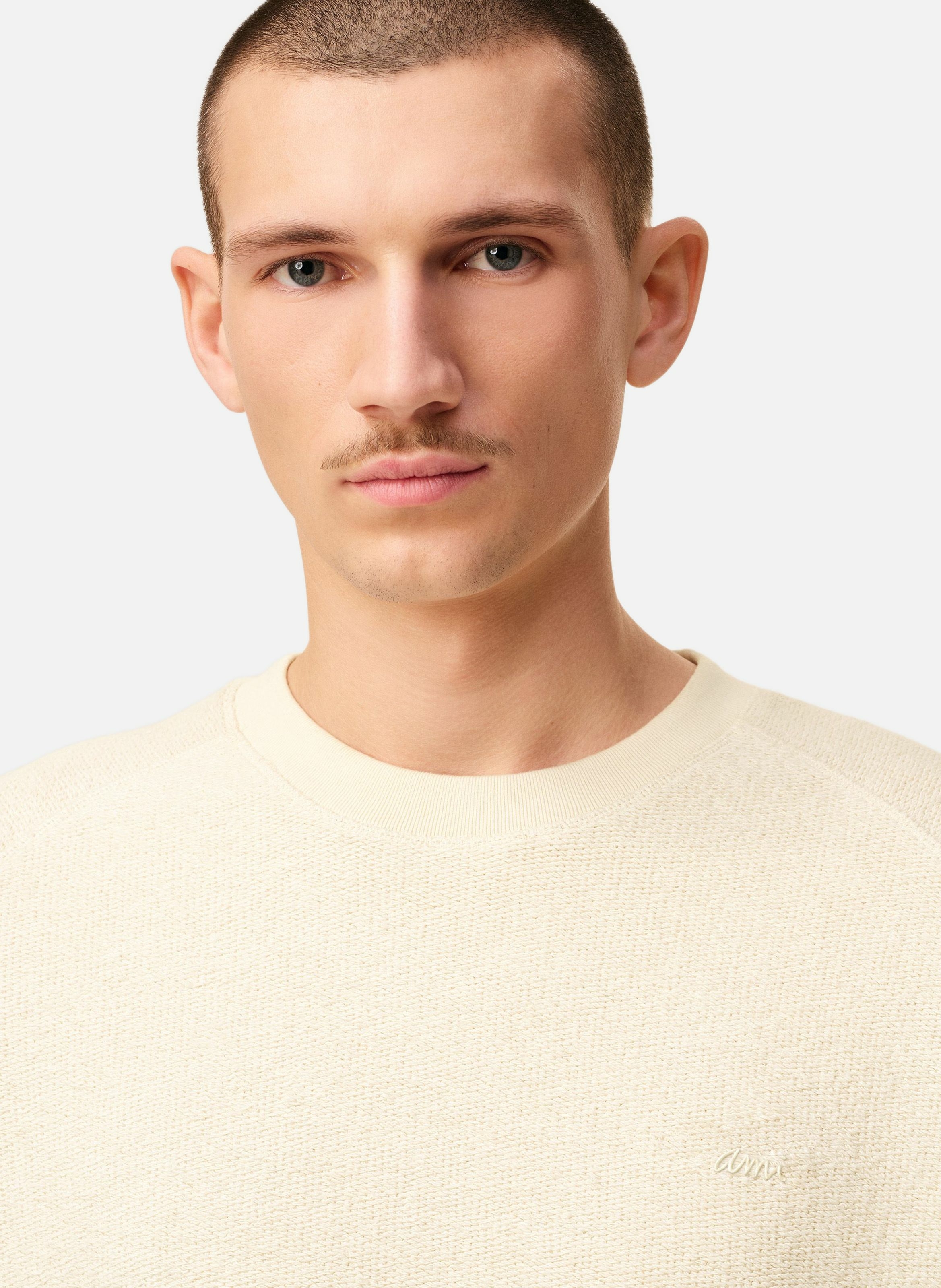 Sweatshirt col rond manches raglan en coton unisexe AMI PARIS Blanc