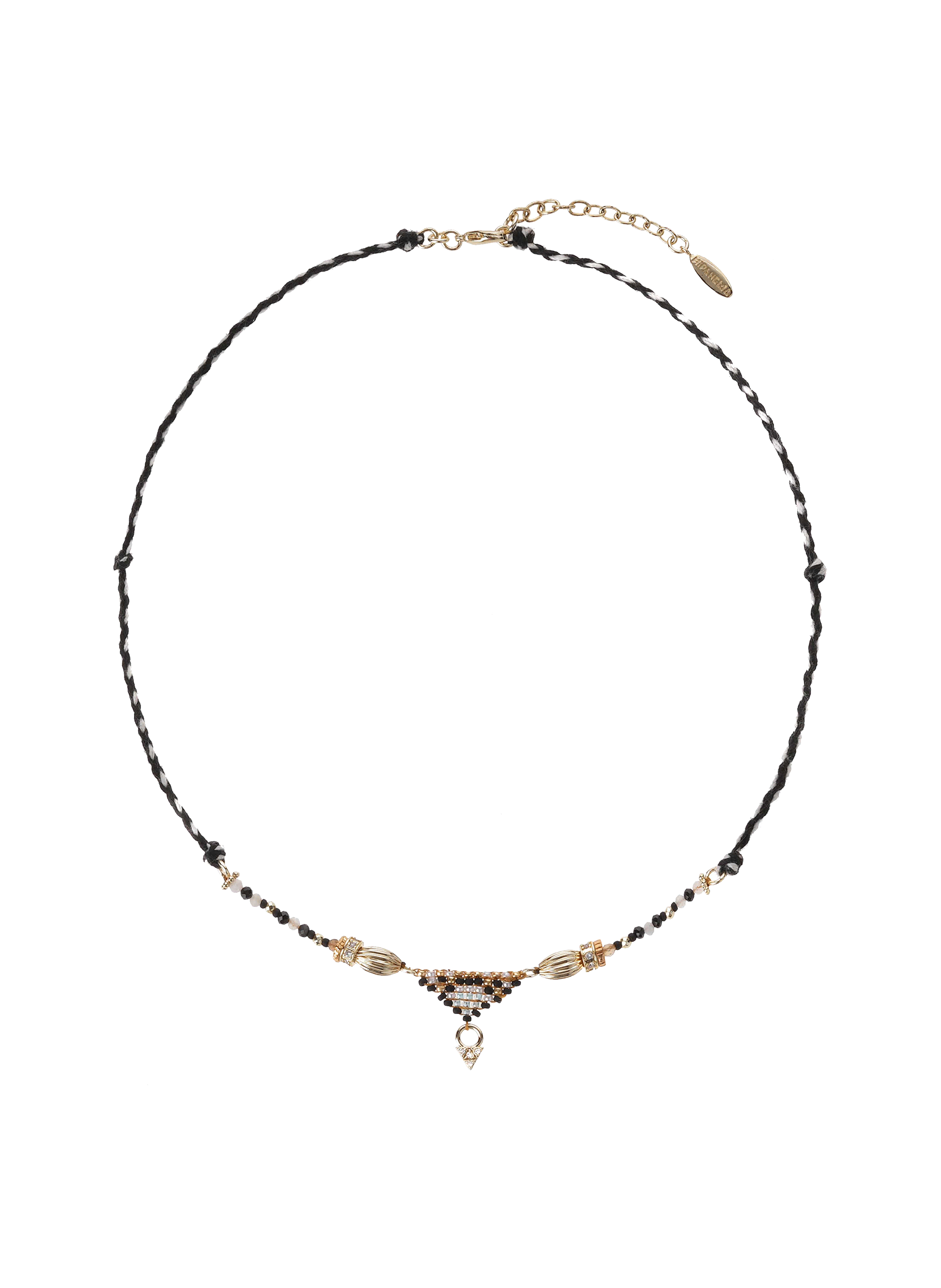 Collier cordon avec perles et pendentif central paraiso HIPANEMA Noir