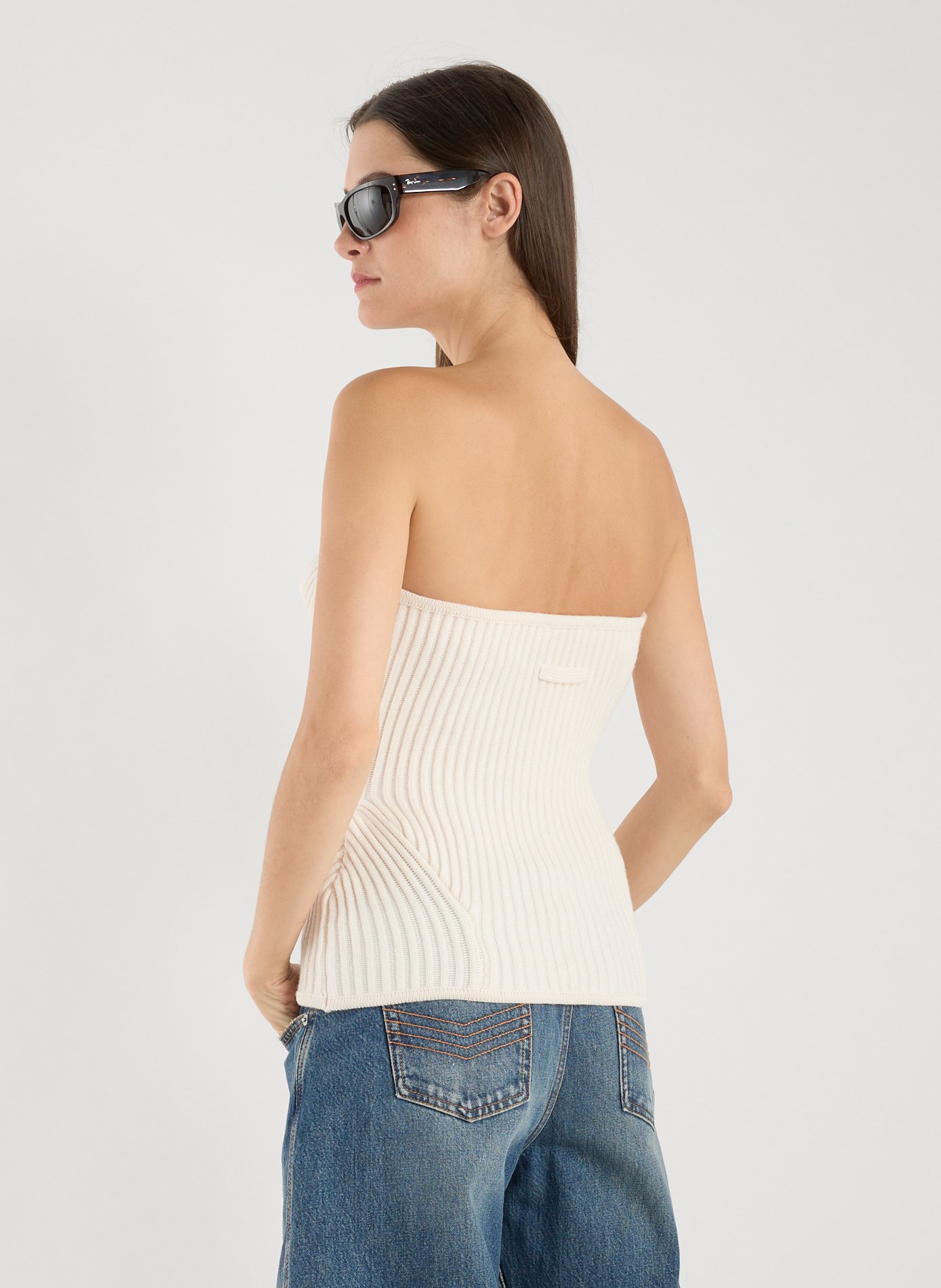 Wool bustier top JEAN PAUL GAULTIER White
