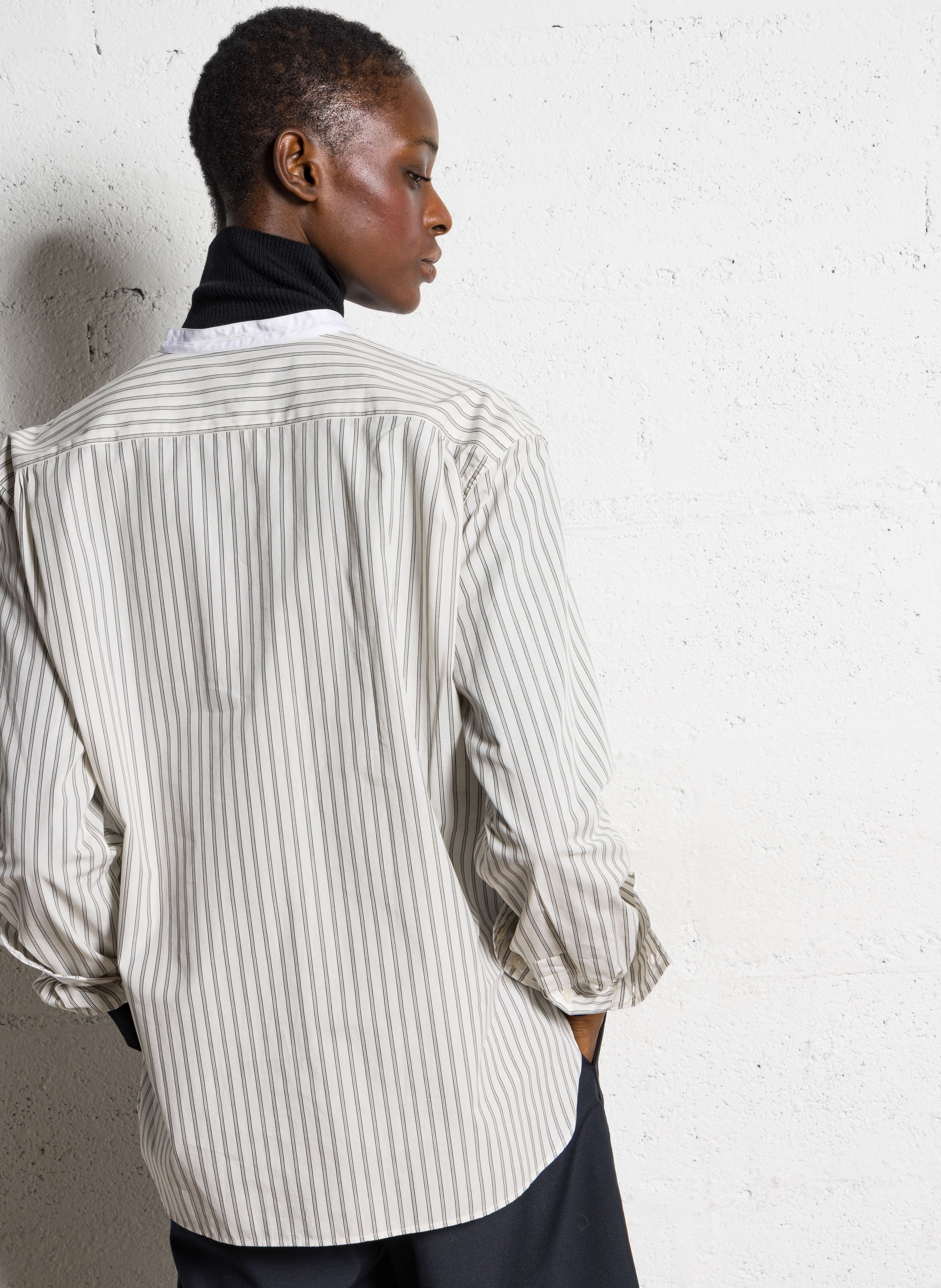 Chemise col rond en popeline rayée bermudes SOEUR Multicolore