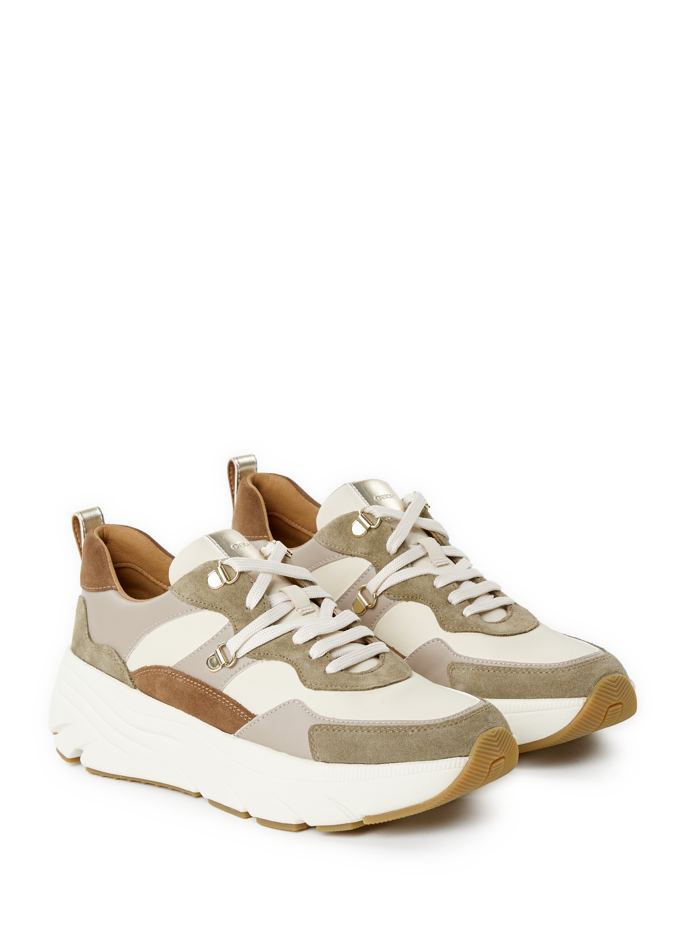 Baskets bi-matière en cuir mélangé GEOX Multicolore