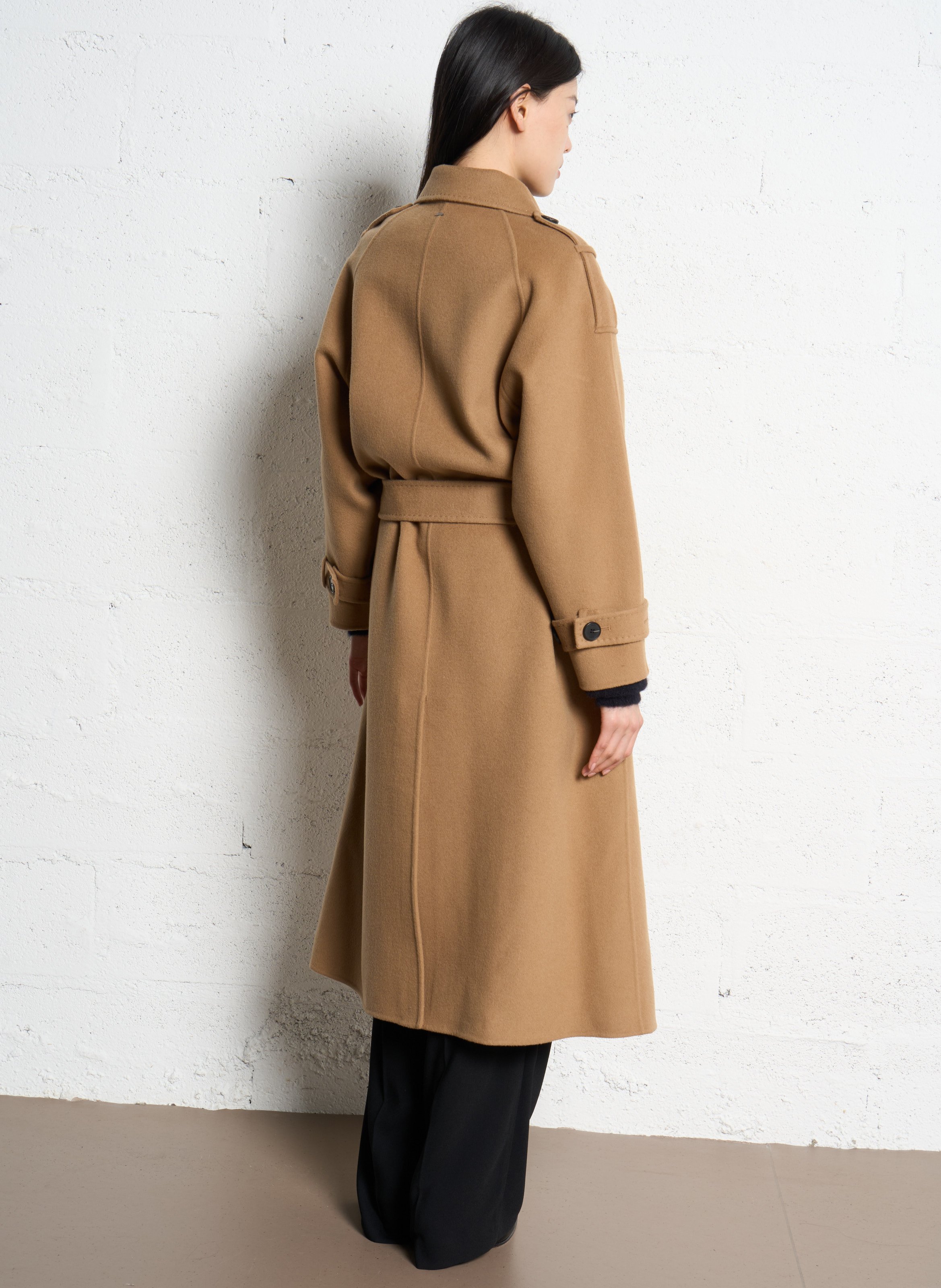 Manteau col tailleur en laine IKKS Marron