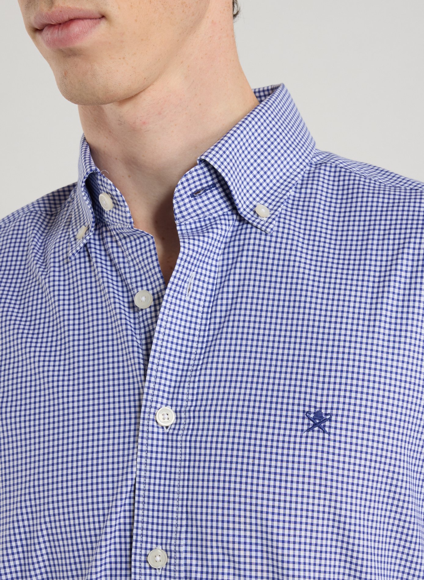 Check cotton Shirt HACKETT Blue