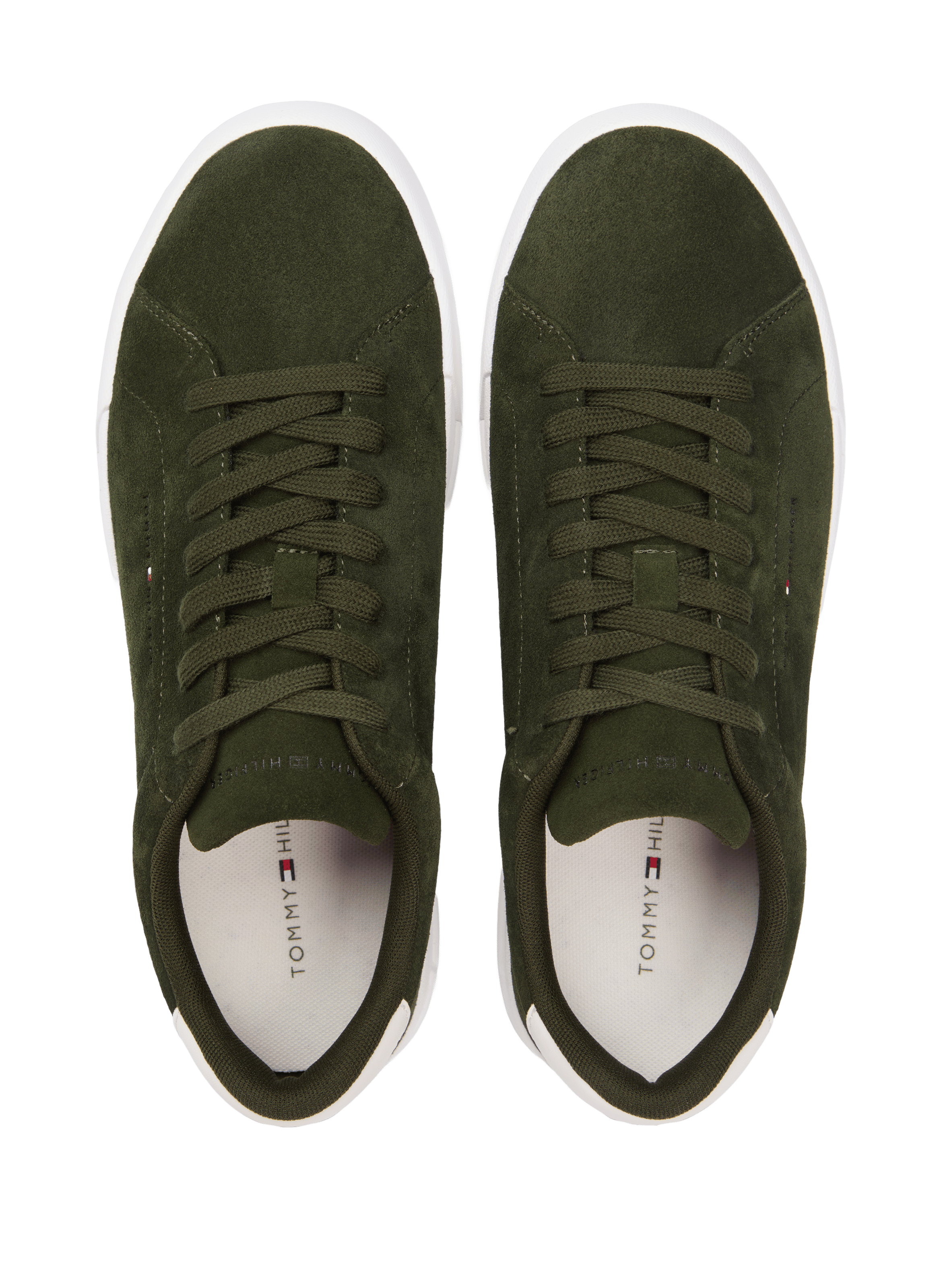 Low-top lace-up suede leather sneakers TOMMY HILFIGER Khaki