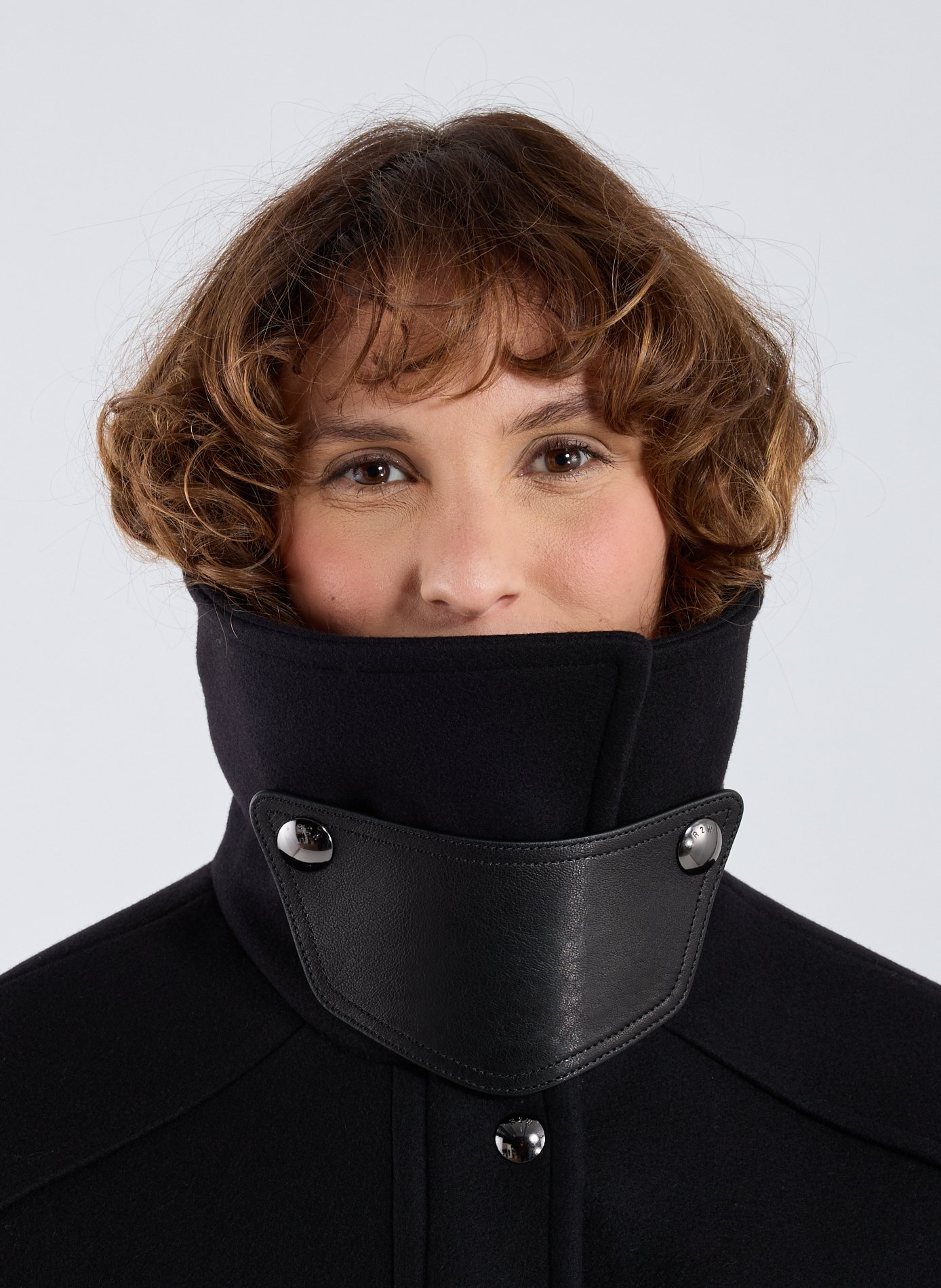 Oversized wool and cashmere coat R2W Black