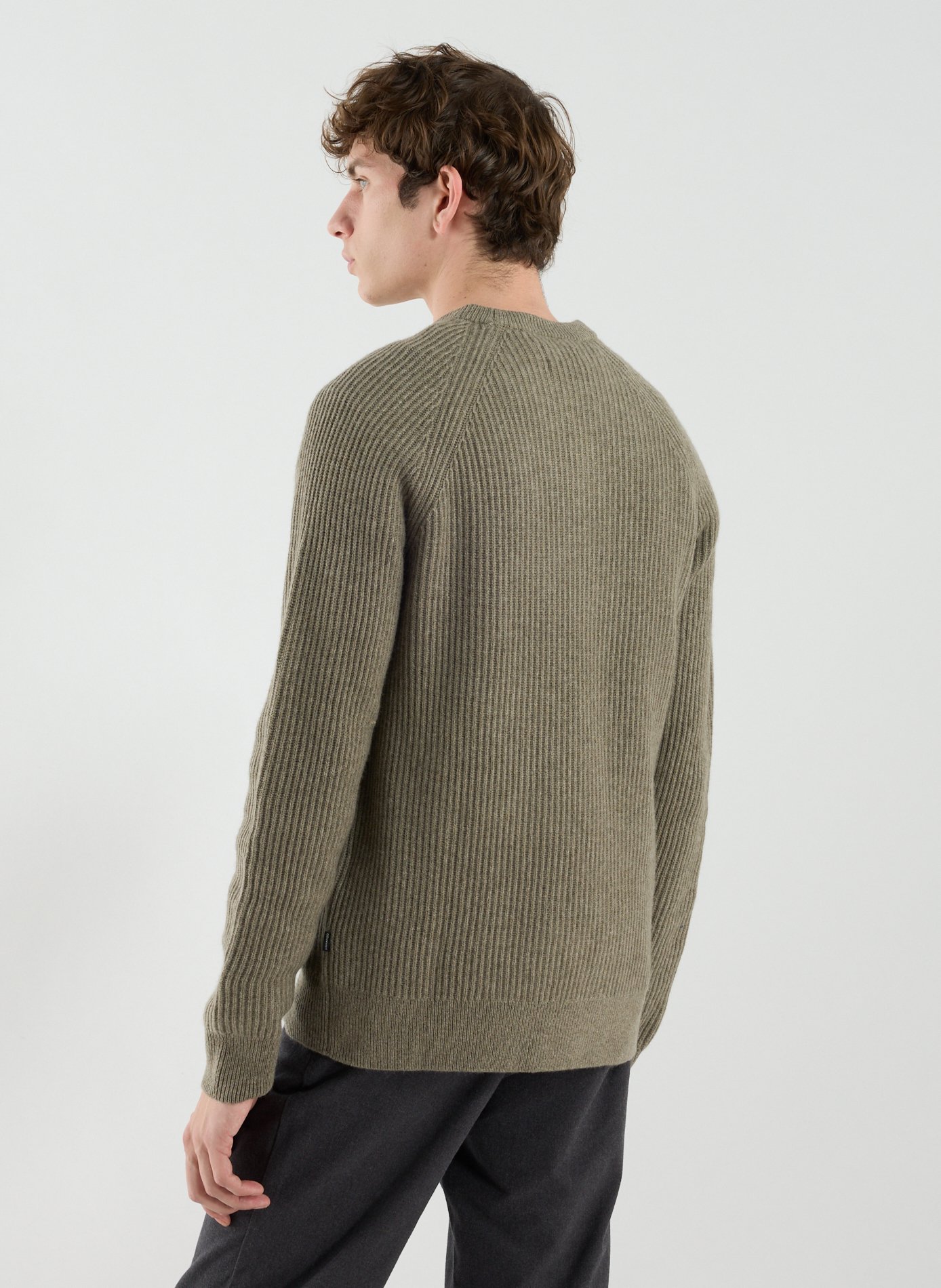 Ribbed round neck sweater in a blend of merino wool and cotton DOCKERS Brown