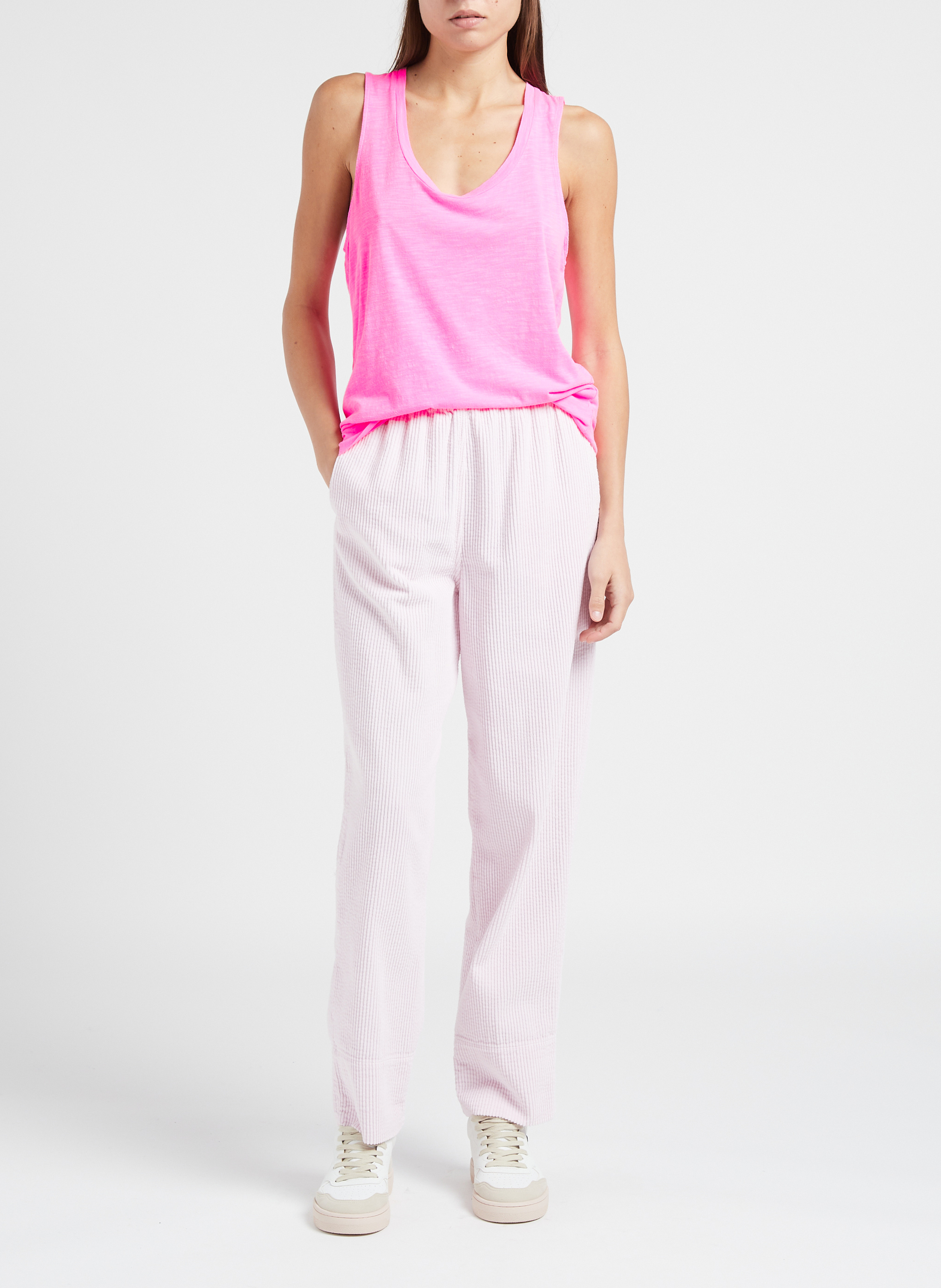 Débardeur à col rond en coton mélangé Jacksonville AMERICAN VINTAGE Rose